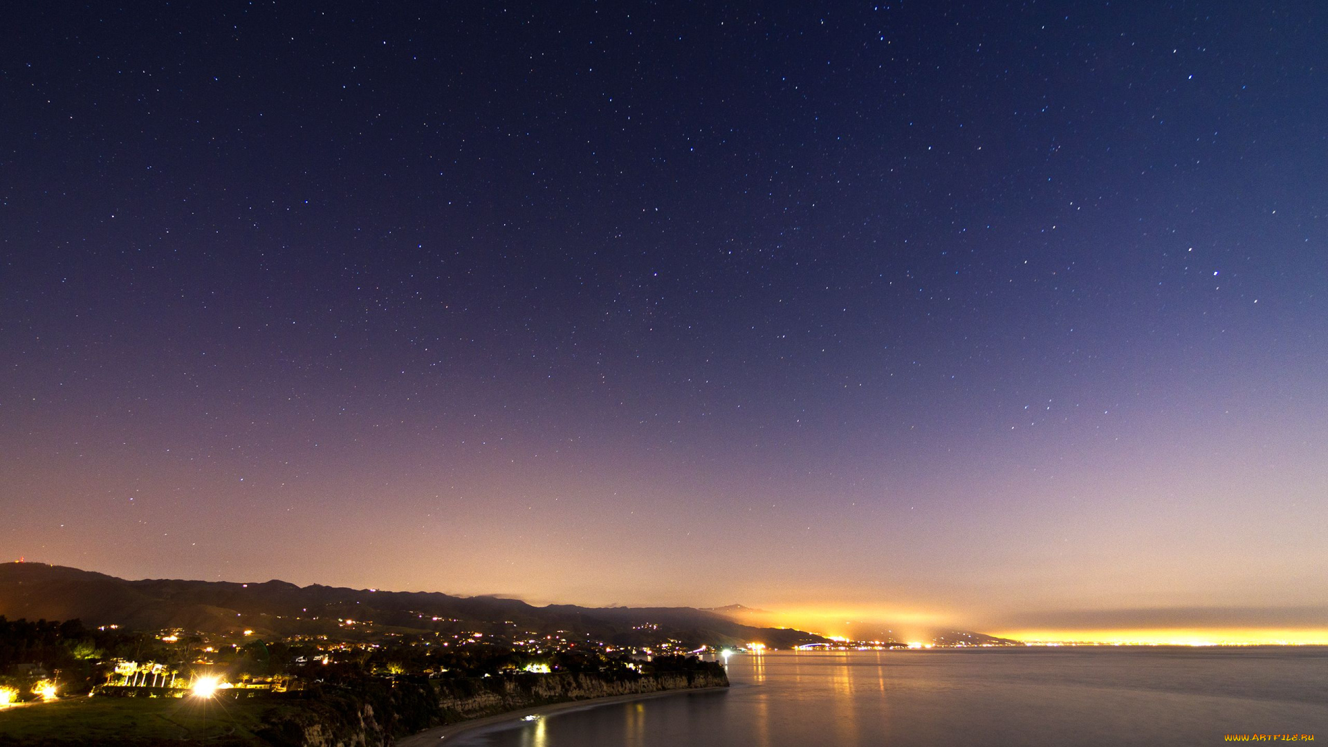 malibu, california, города, огни, ночного