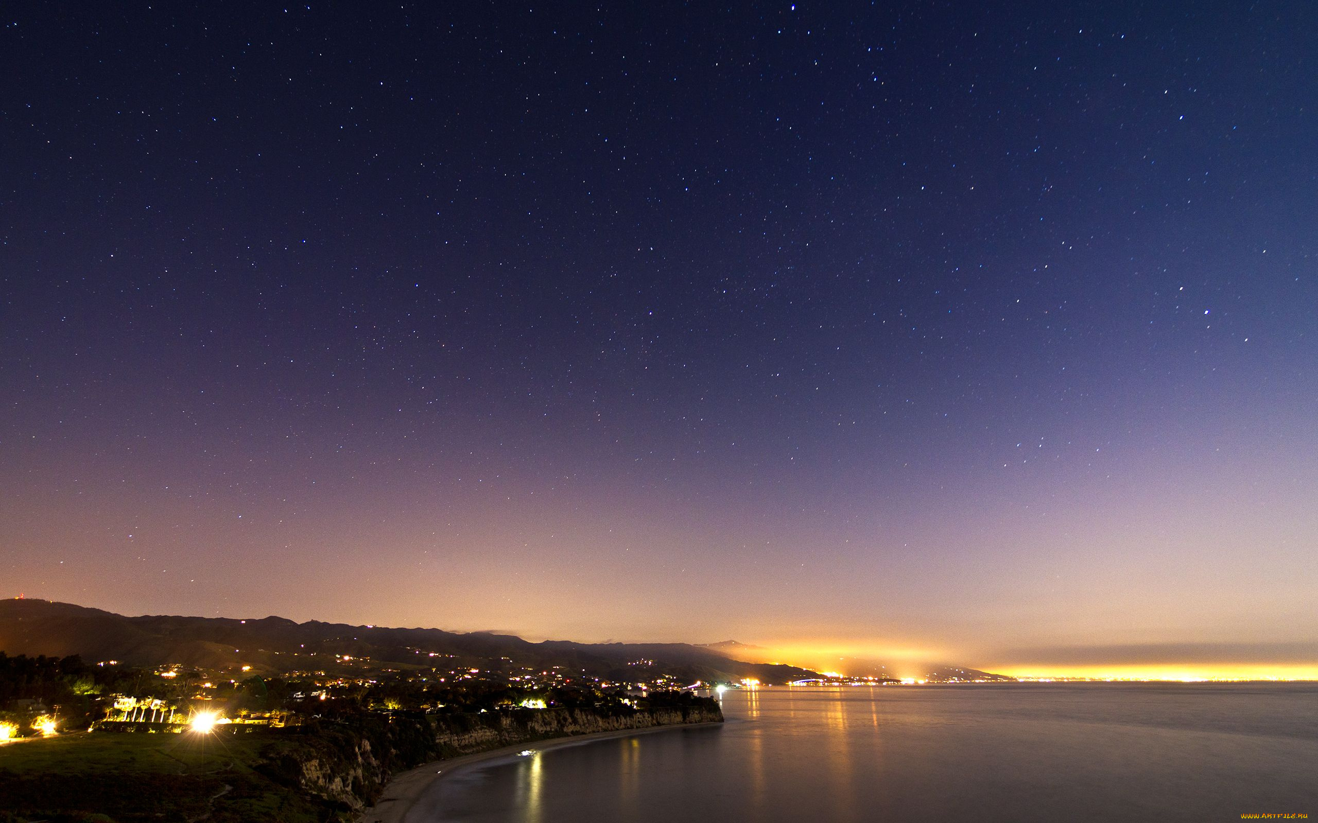 malibu, california, города, огни, ночного