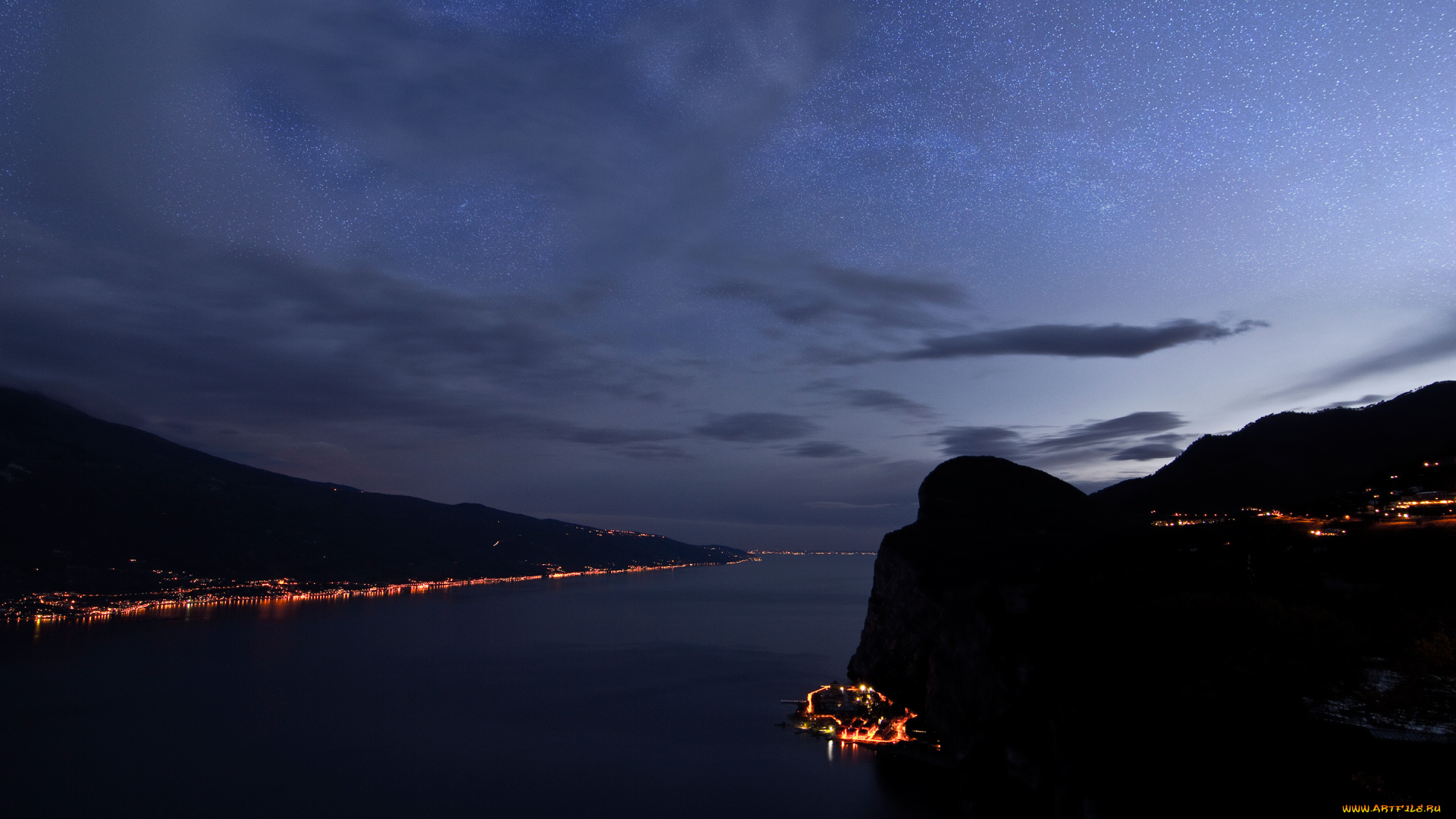 lake, garda, near, tremosine, italy, природа, реки, озера, побережье, озеро, milky, way