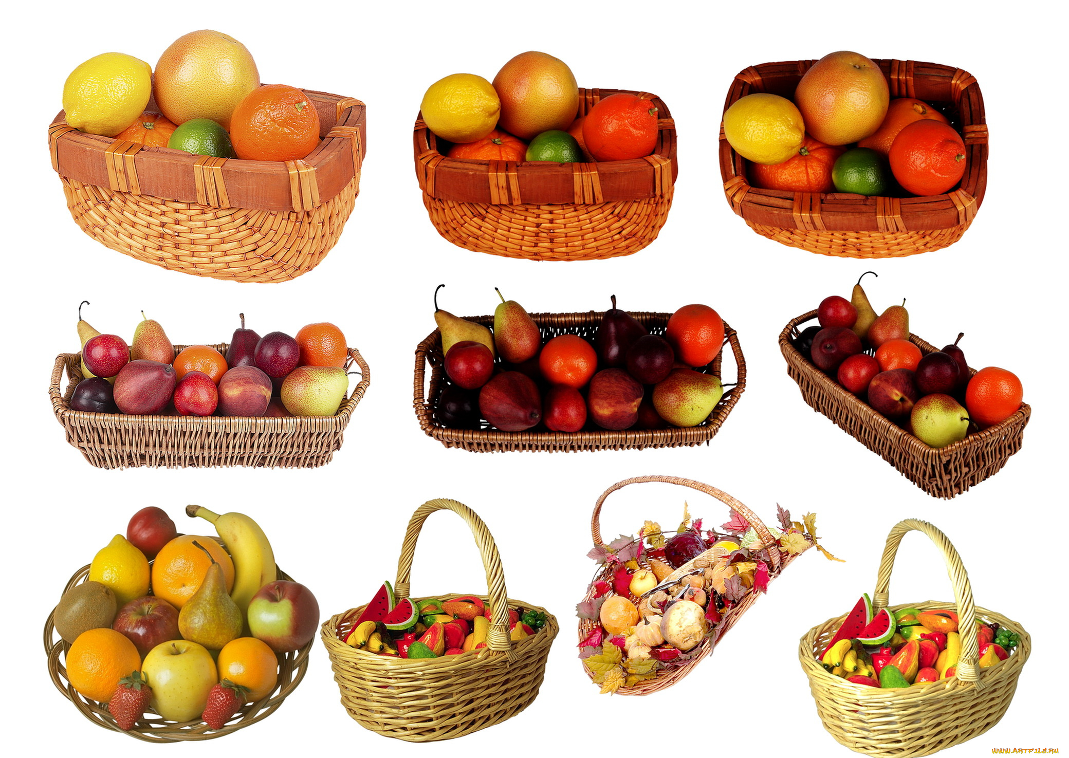 еда, фрукты, ягоды, сливы, груши, корзины