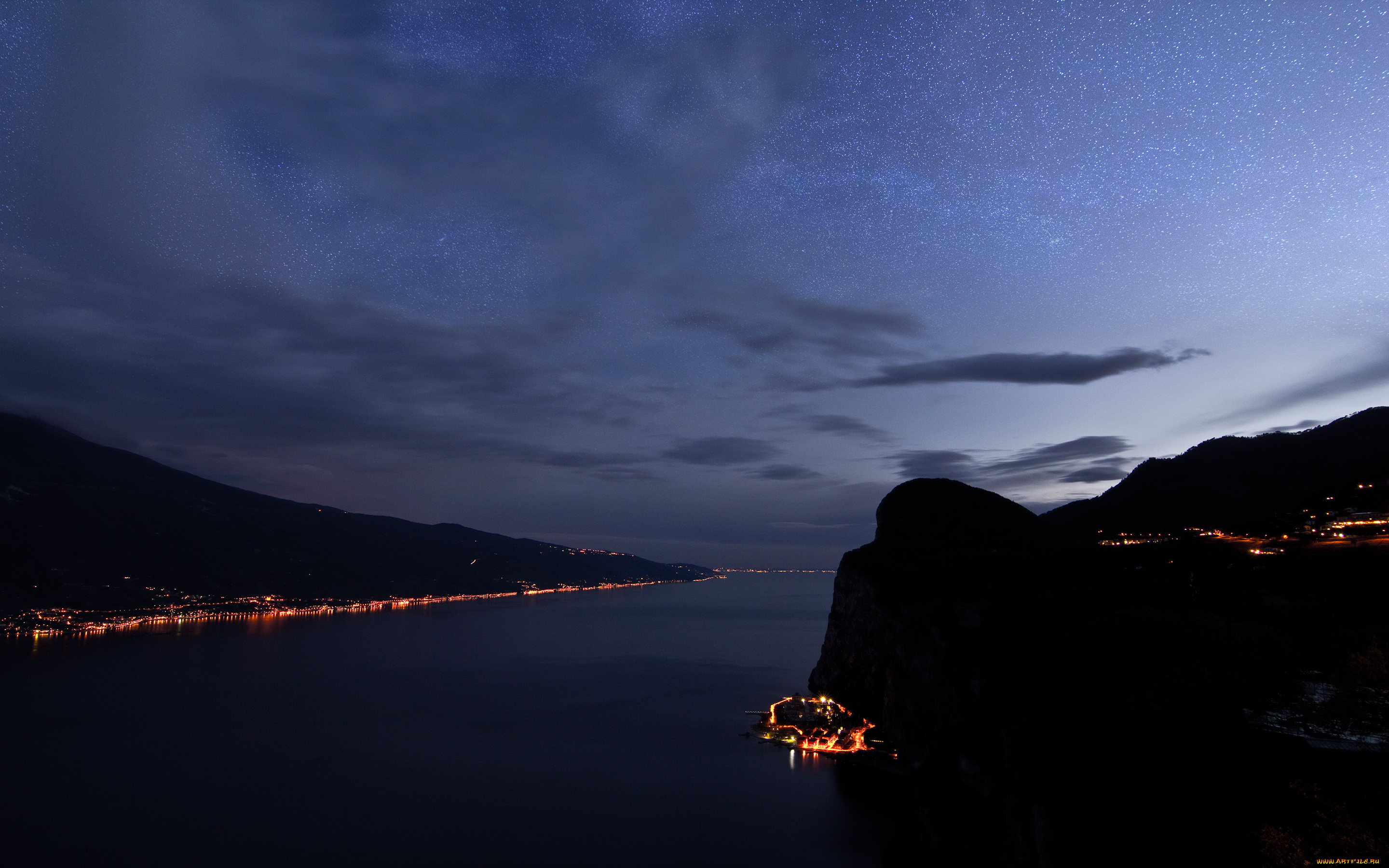 lake, garda, near, tremosine, italy, природа, реки, озера, побережье, озеро, milky, way