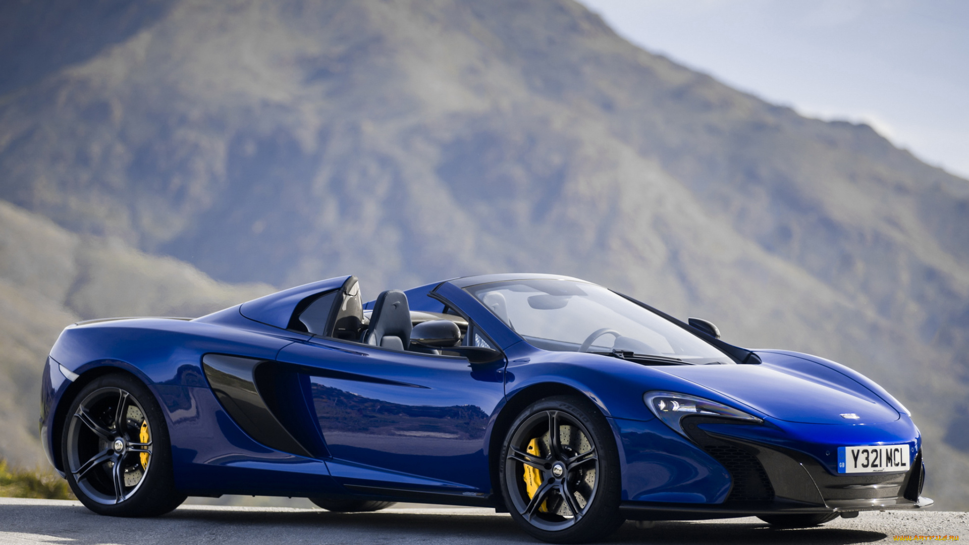 автомобили, mclaren, spyder, 650s, синий, 2014г