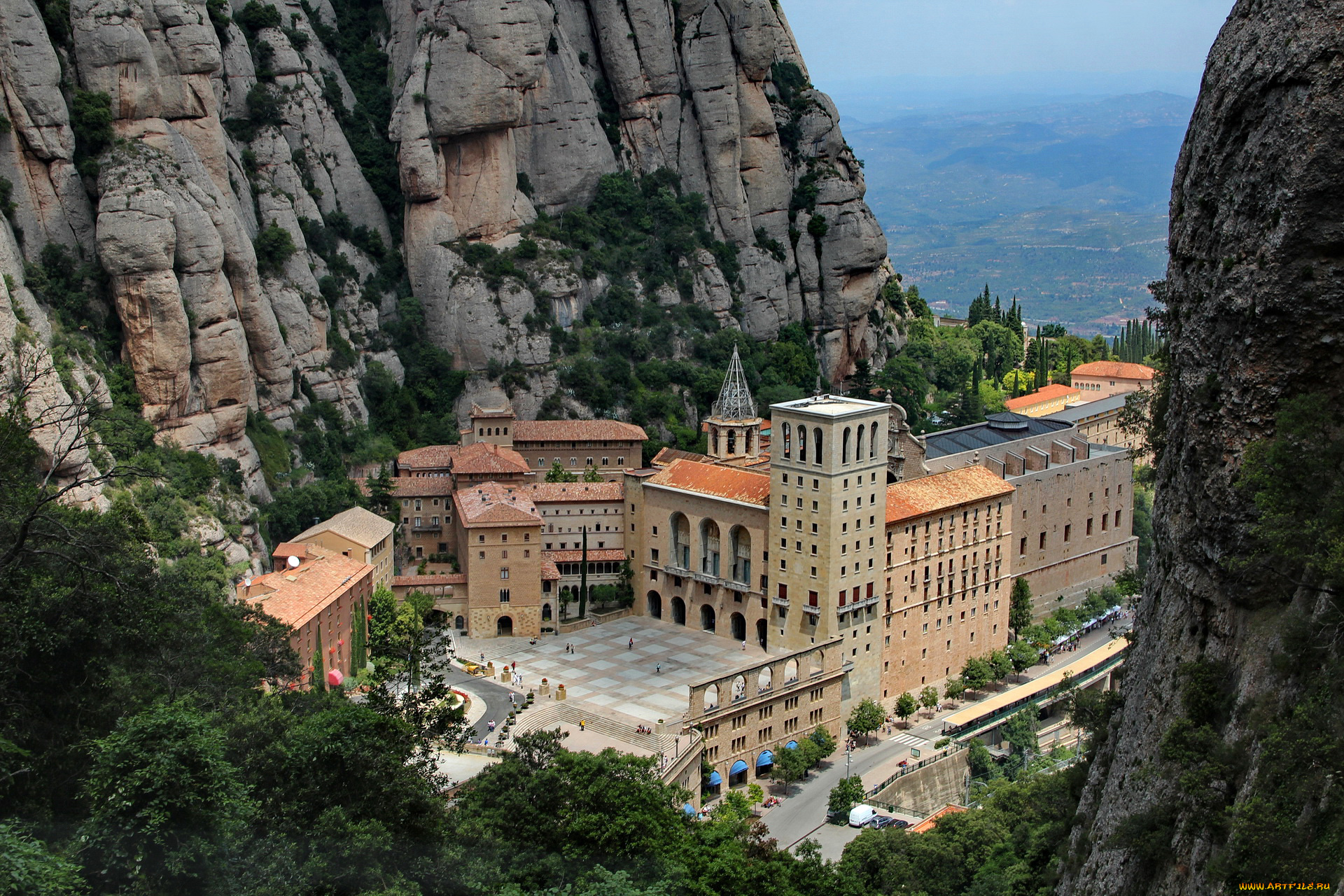 monastery, of, montserrat, испания, города, -, католические, соборы, , костелы, , аббатства, монастырь, испания, скалы