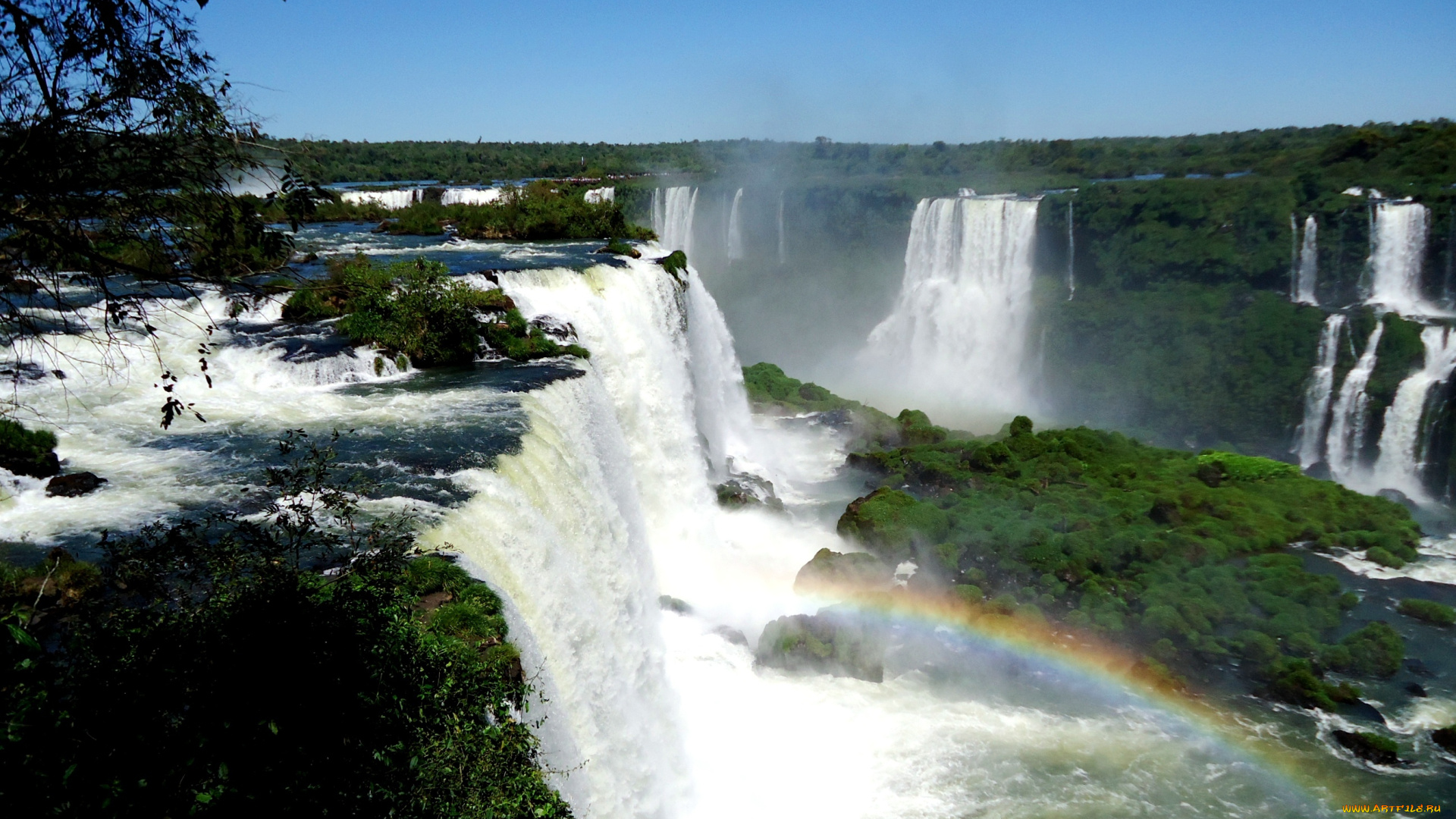 природа, водопады, радуга, брызги, cataratas, del, iguazu, водопад, игуасу