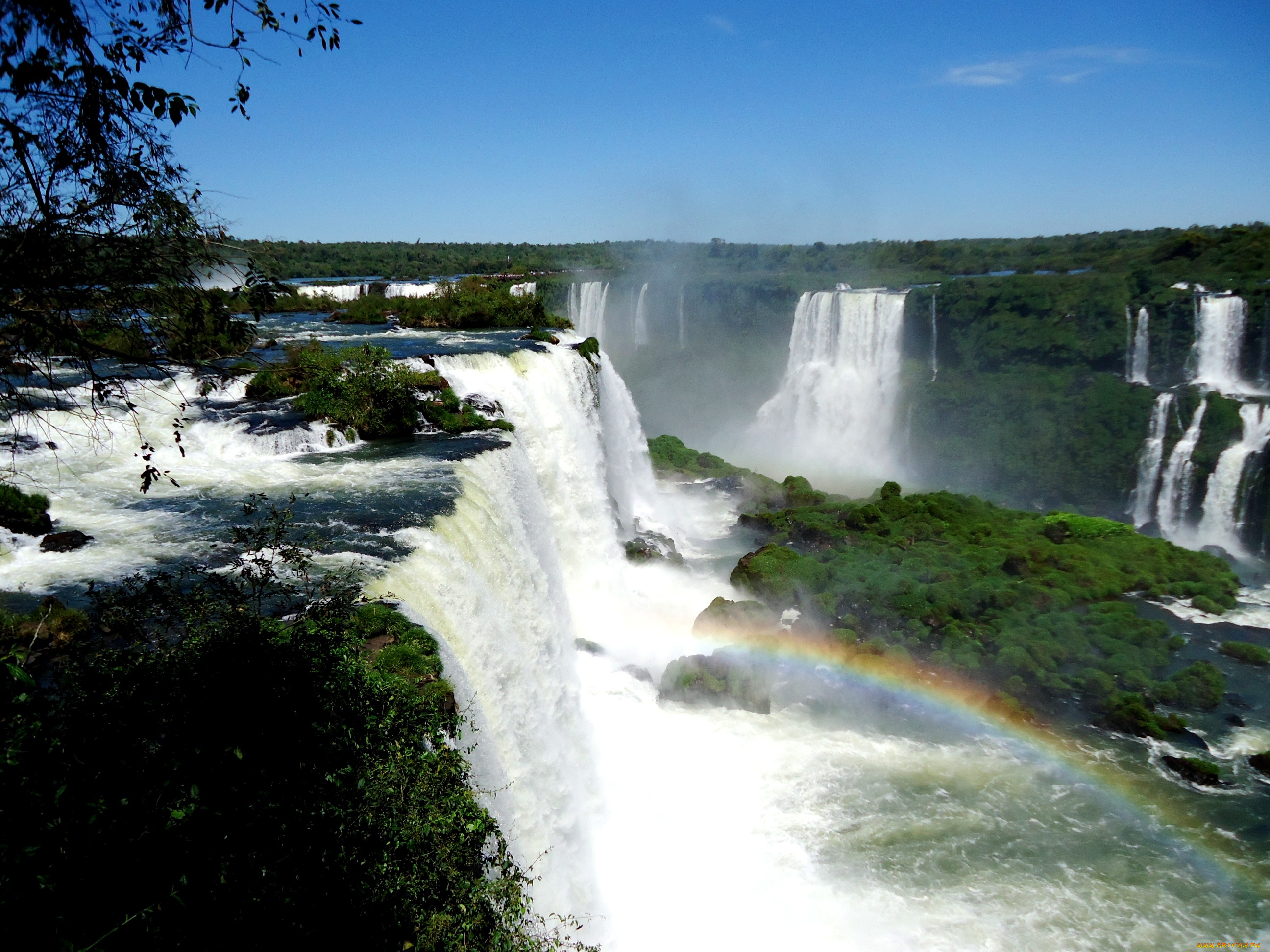природа, водопады, радуга, брызги, cataratas, del, iguazu, водопад, игуасу
