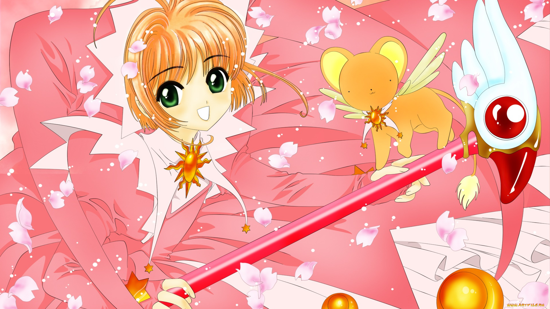 аниме, card, captor, sakura, взгляд, фон, девушка