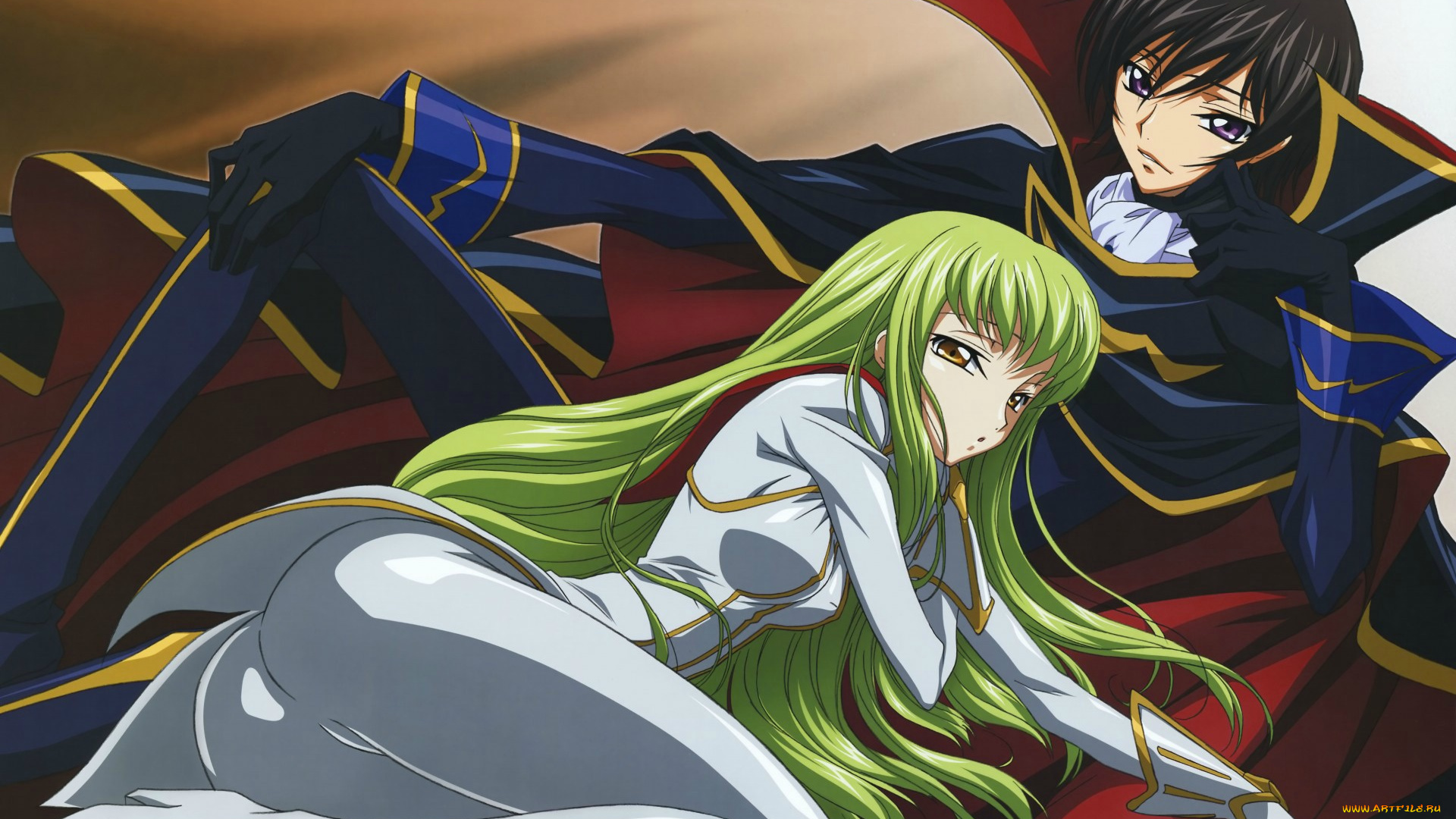 code, geass, аниме, парень, фон, взгляд, девушка