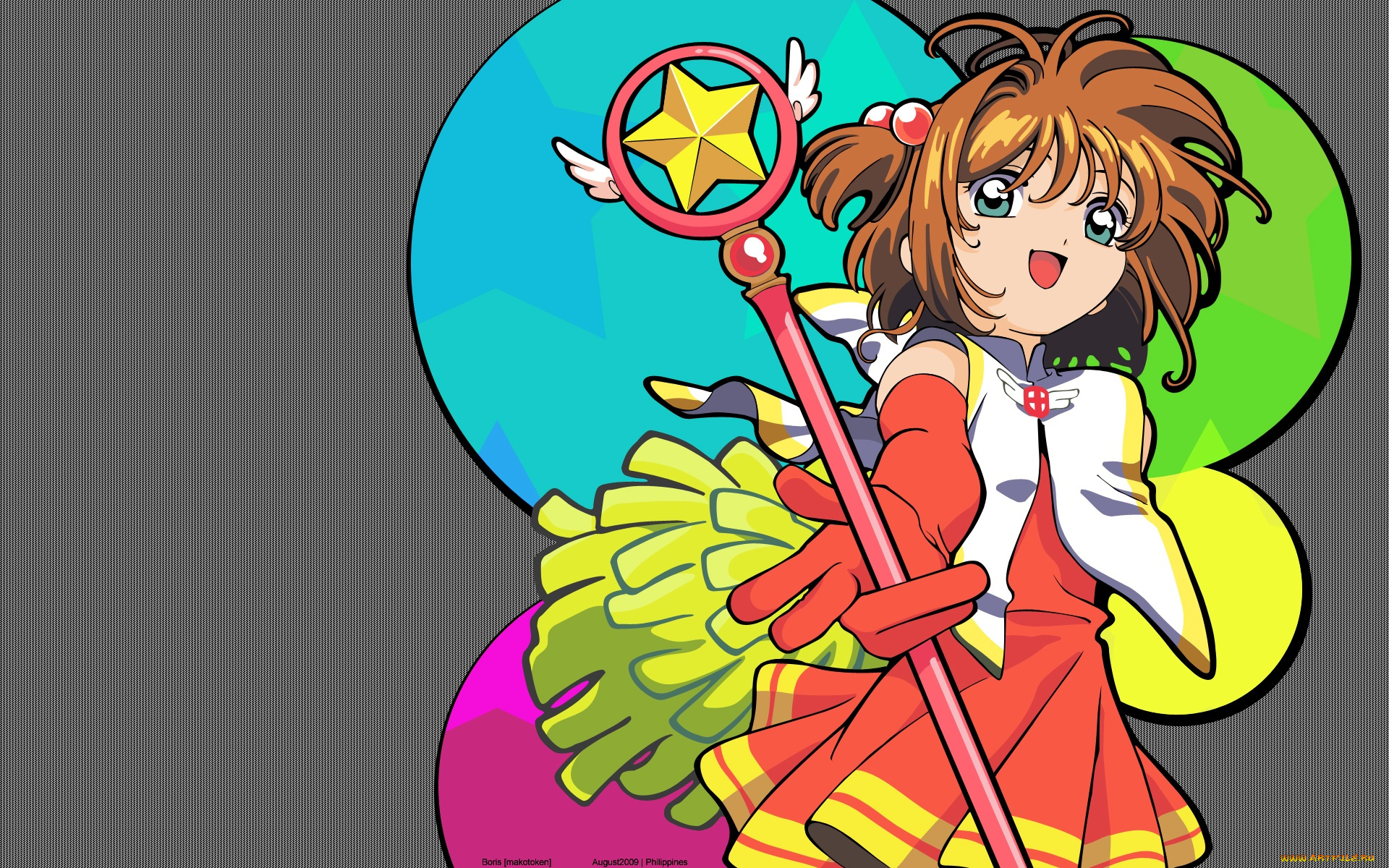 аниме, card, captor, sakura, взгляд, девушка, фон