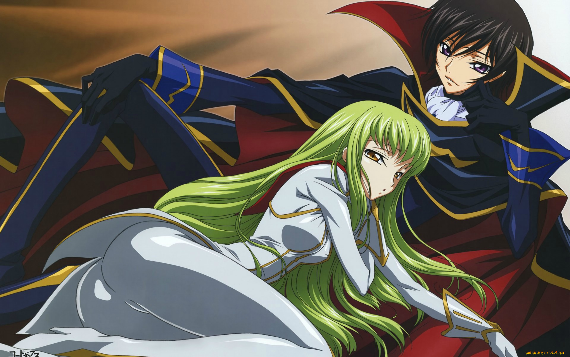 code, geass, аниме, парень, фон, взгляд, девушка