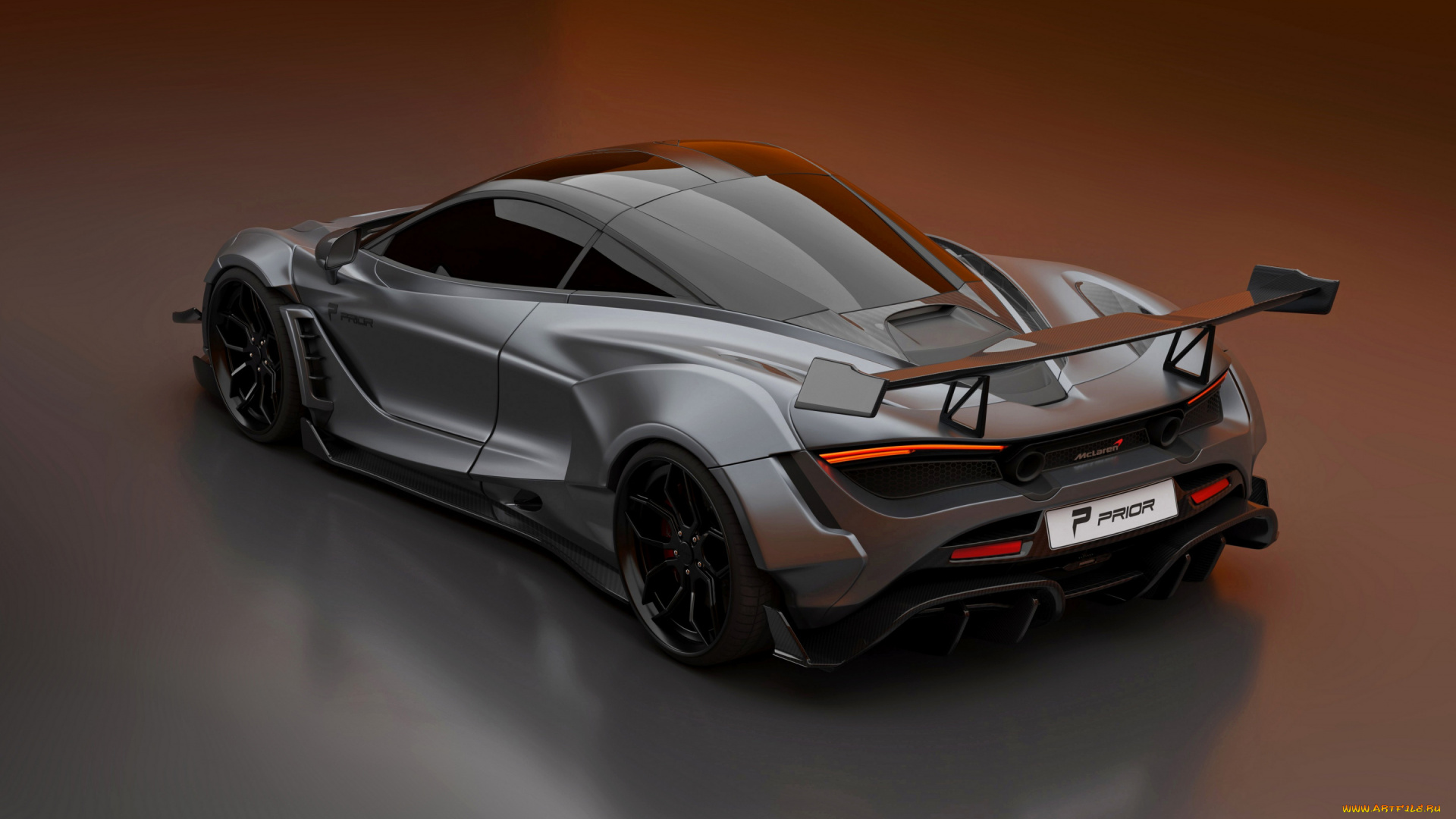 2020, prior, design, mclaren, 720s, автомобили, 3д, mclaren, 720s, price, design, 2020, гиперкар, экстерьер, тюнинг, черные, колеса, матовый, серый, британский, суперкар