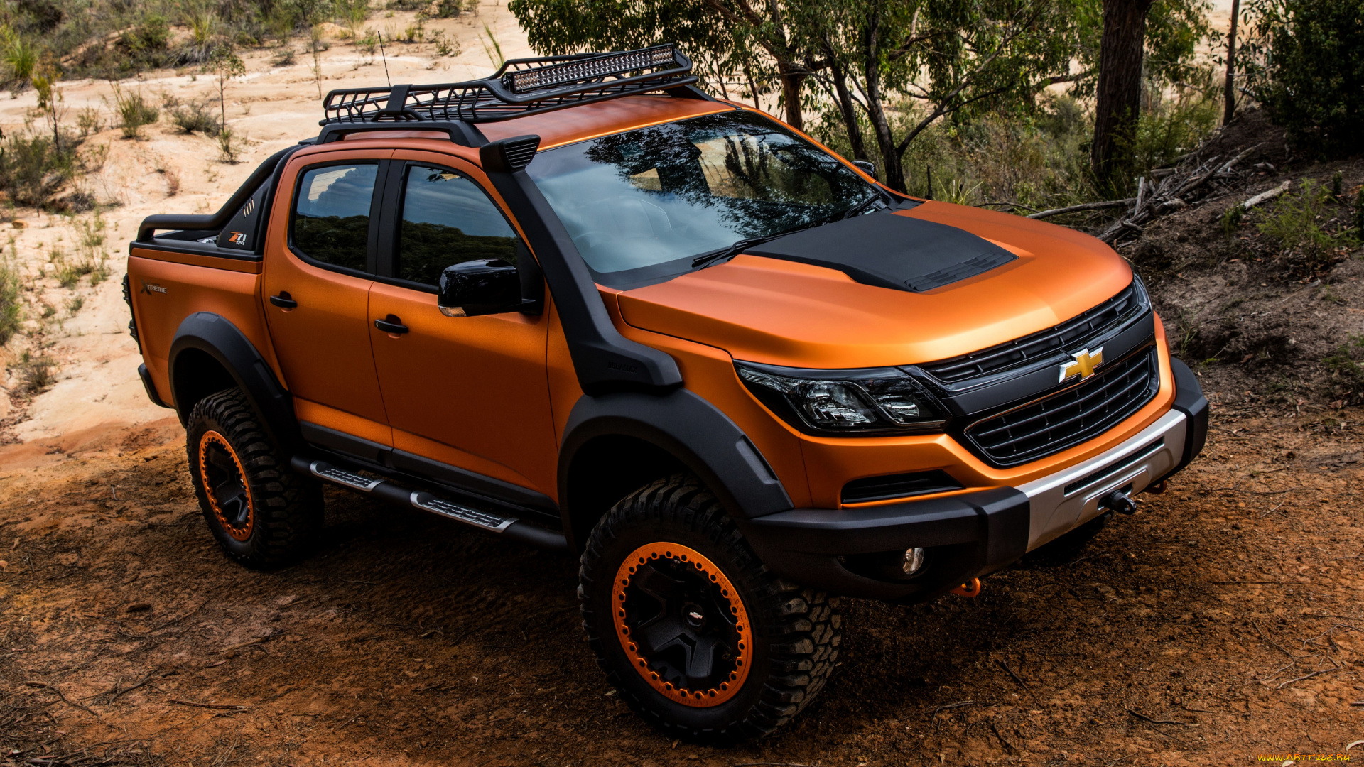 chevrolet, colorado, xtreme, concept, автомобили, chevrolet, colorado, xtreme, concept, вид, спереди, экстерьер, оранжевый, пикап, z71, тюнинг, американские