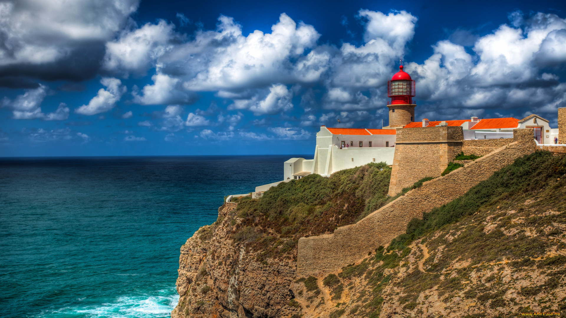 cabo, de, sao, vicente, faro, portugal, природа, маяки, португалия, море, побережье