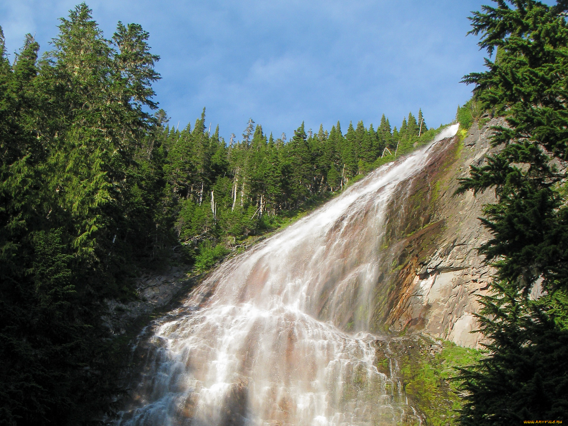 природа, водопады, spray, mount, rainier, national, park, washington, usa