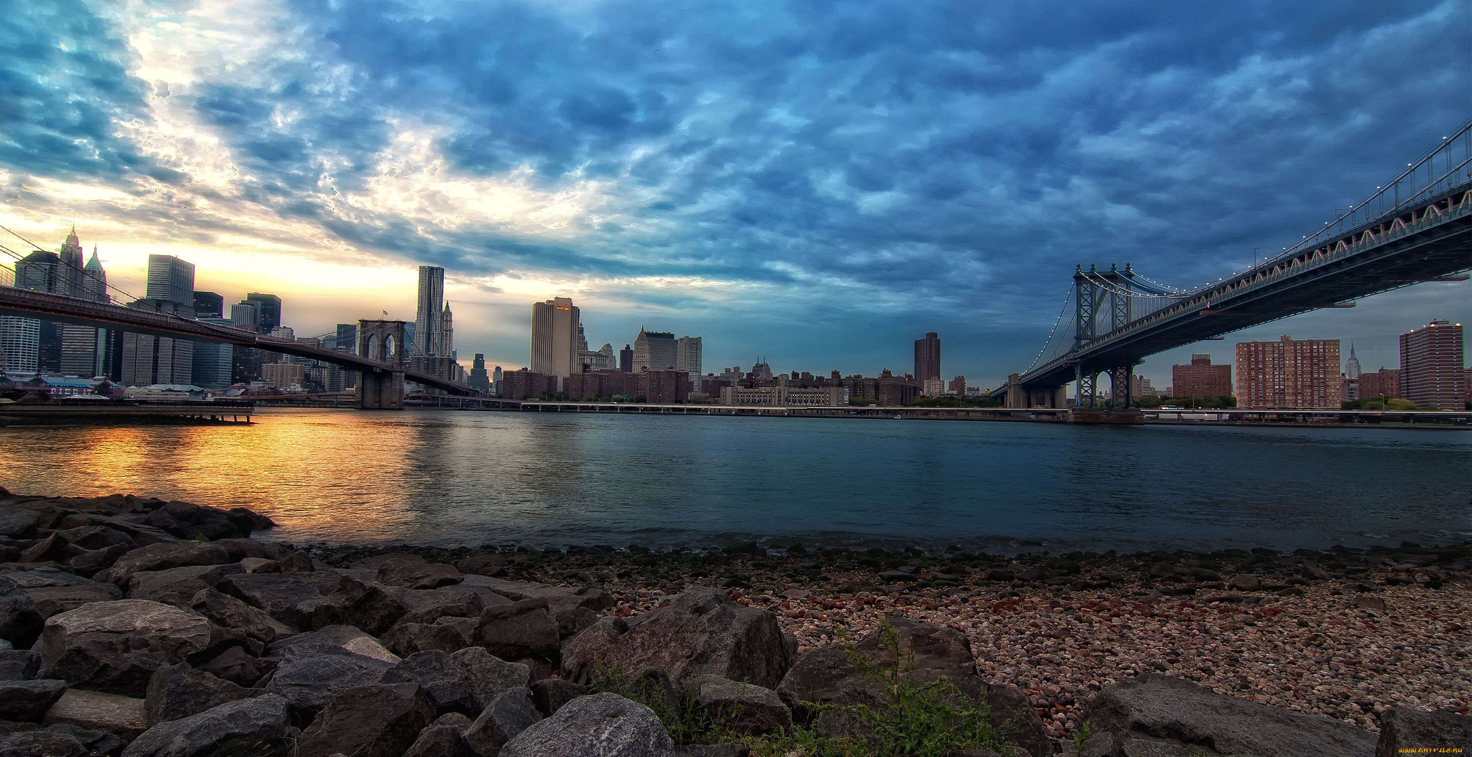 города, нью, йорк, сша, bridge, brooklyn