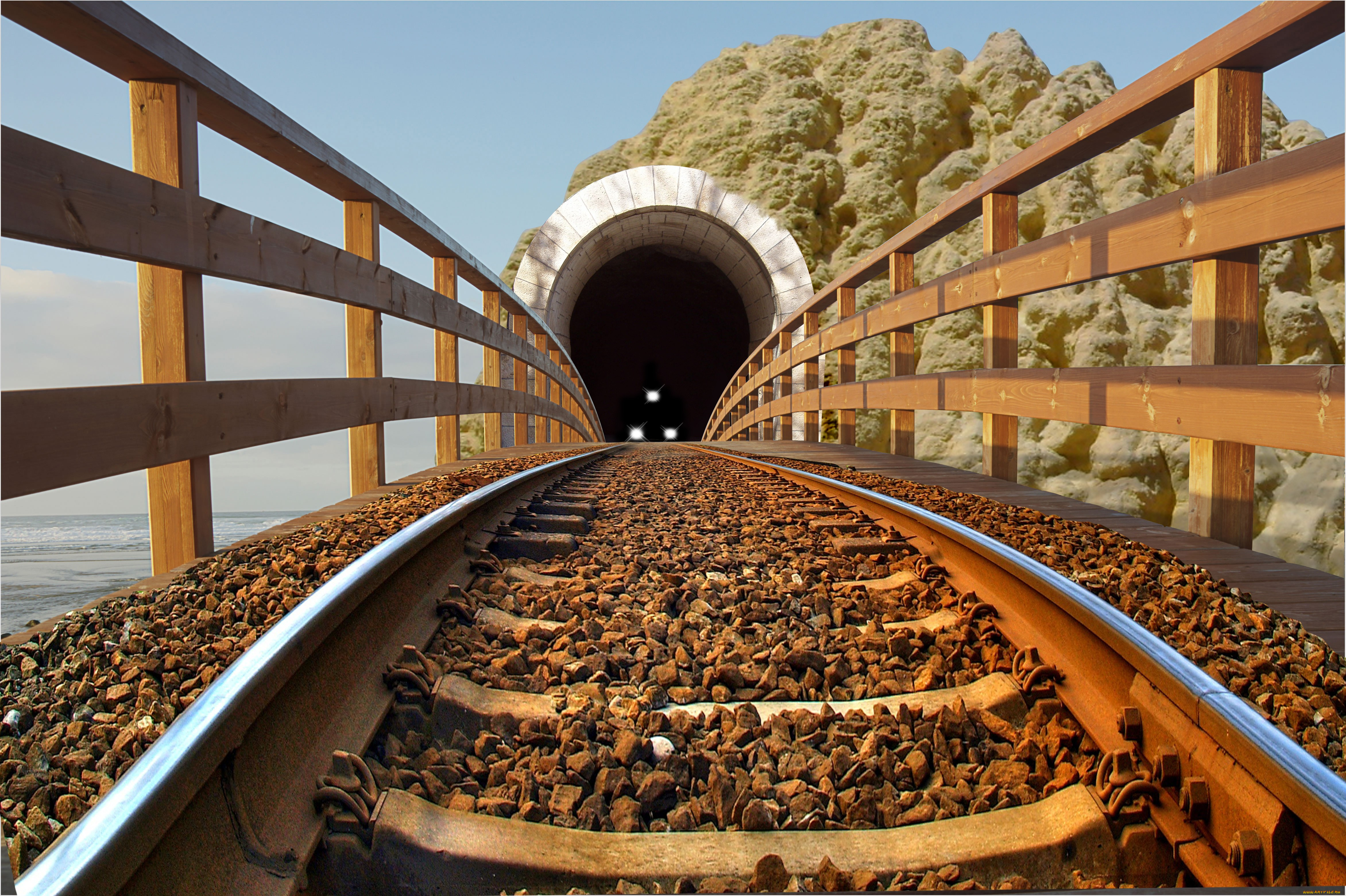 Railway road. Железнодорожный тоннель. Тоннель с рельсами. Железная дорога «туннель». Поезд в тоннеле.