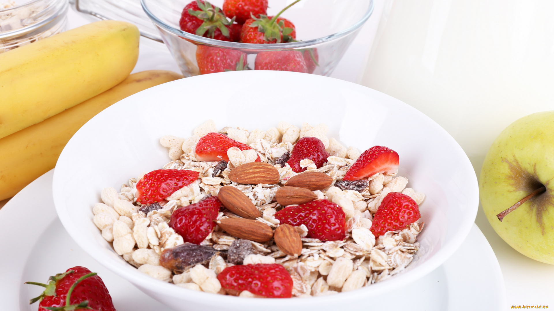 еда, разное, cereals, healthy, breakfast, cereal, with, milk, and, fresh, fruit, berries, хлопья, здоровый, завтрак, мюсли, с, молоком, и, фруктами, свежими, ягодами