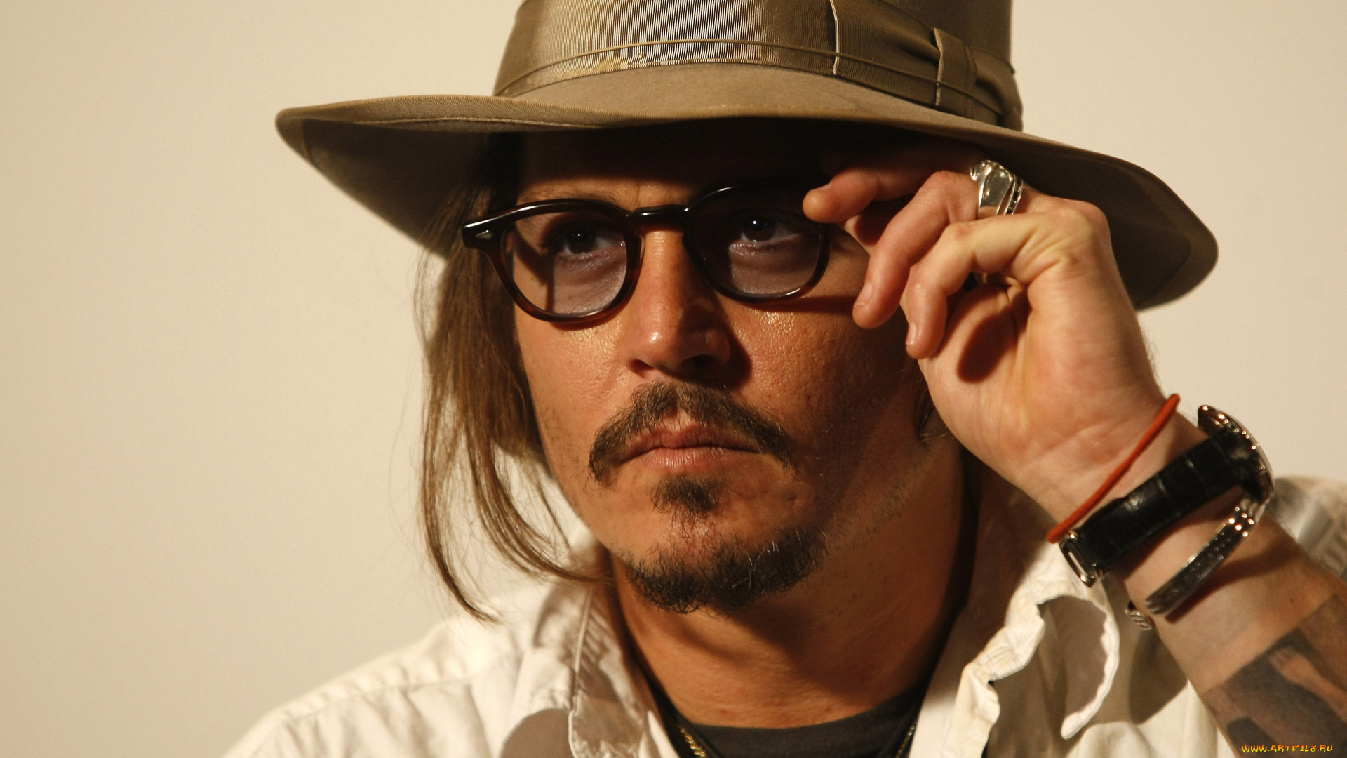 мужчины, johnny, depp, перстень, шляпа, очки