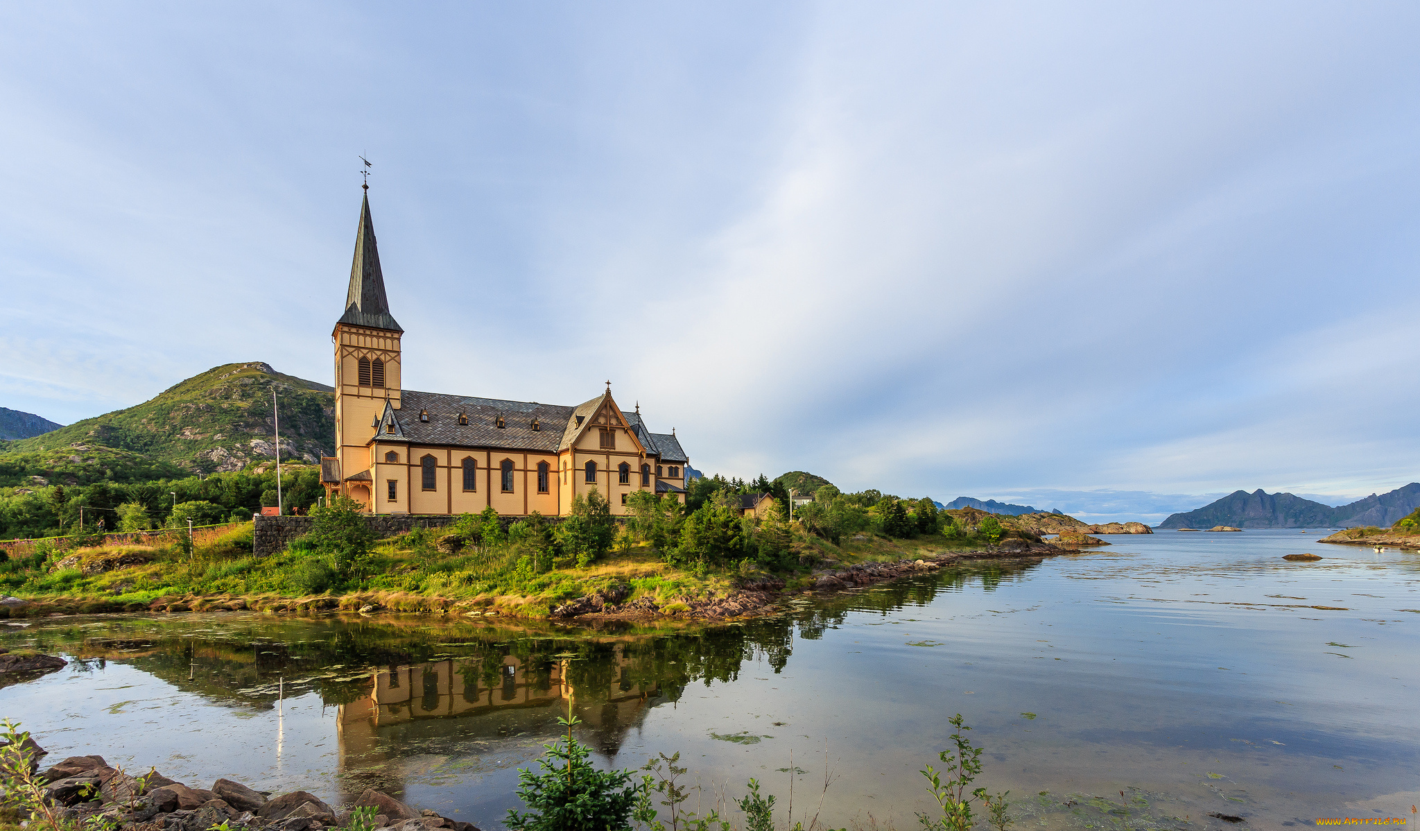 v&, 229, gan, church, of, lofoten, , norway, города, -, католические, соборы, , костелы, , аббатства, водоем, храм