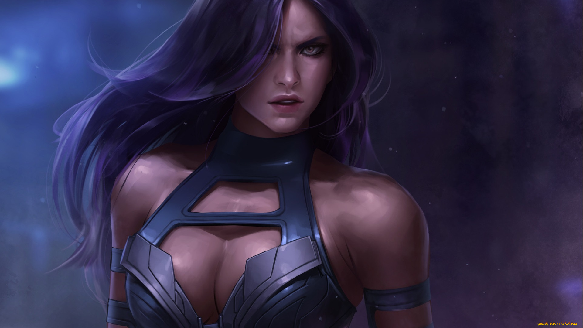 фэнтези, девушки, взгляд, девушка, арт, marvel, psylocke