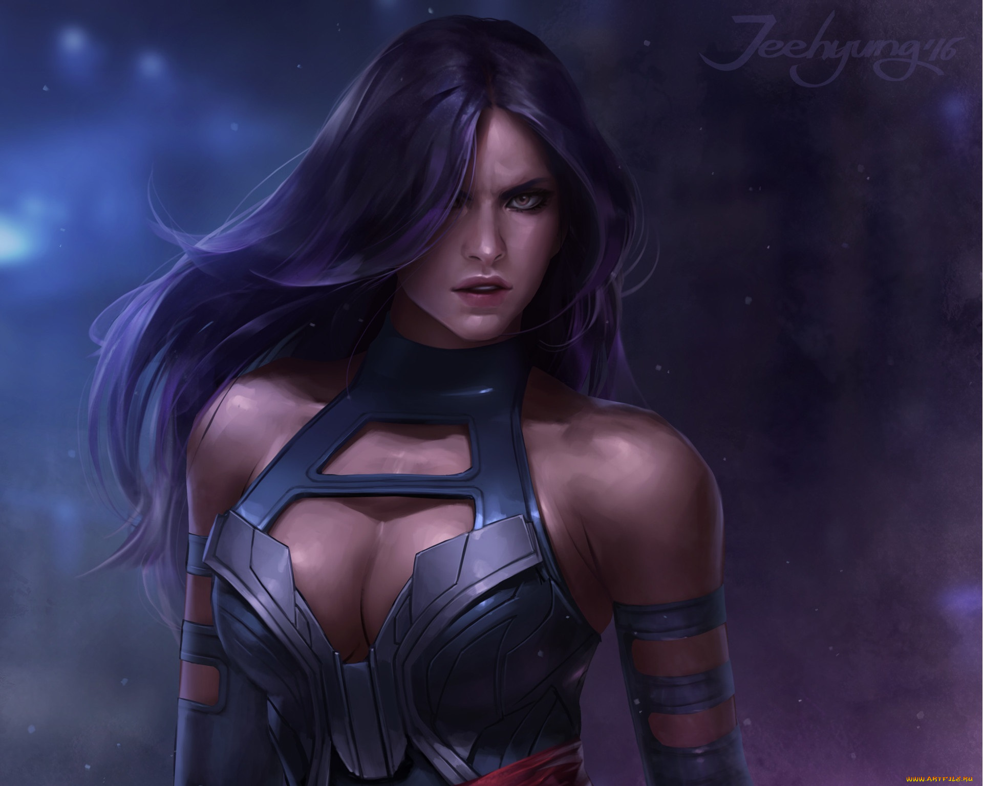 фэнтези, девушки, взгляд, девушка, арт, marvel, psylocke