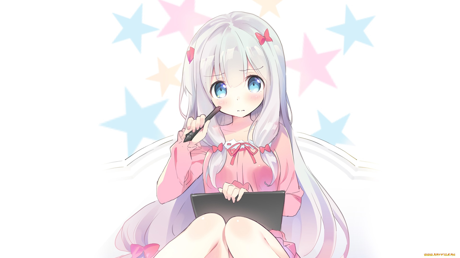 аниме, eromanga-sensei, фон, взгляд, девушка