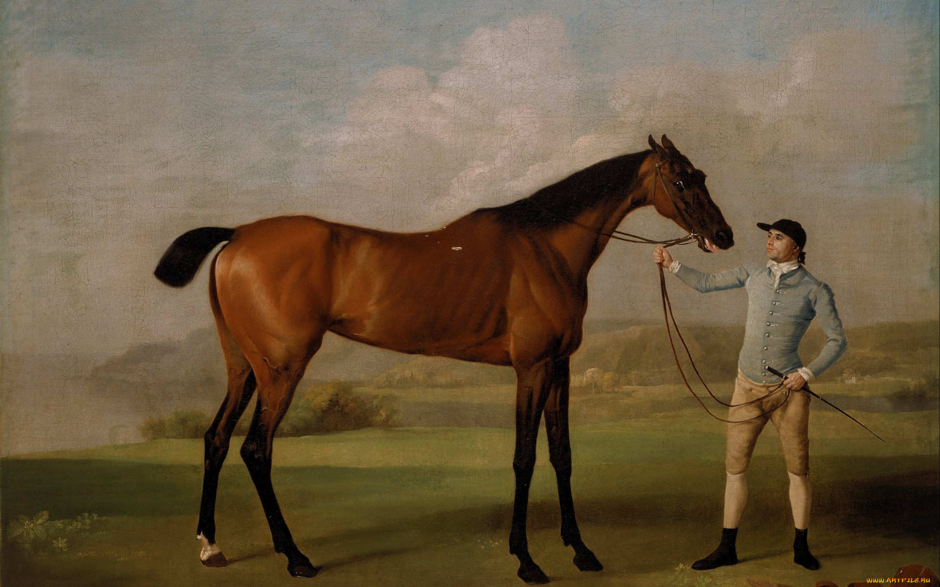 рисованное, живопись, молли, длинные, ноги-жокей, 1761-62, лошадь, картина, стаббс, скаковая, портрет