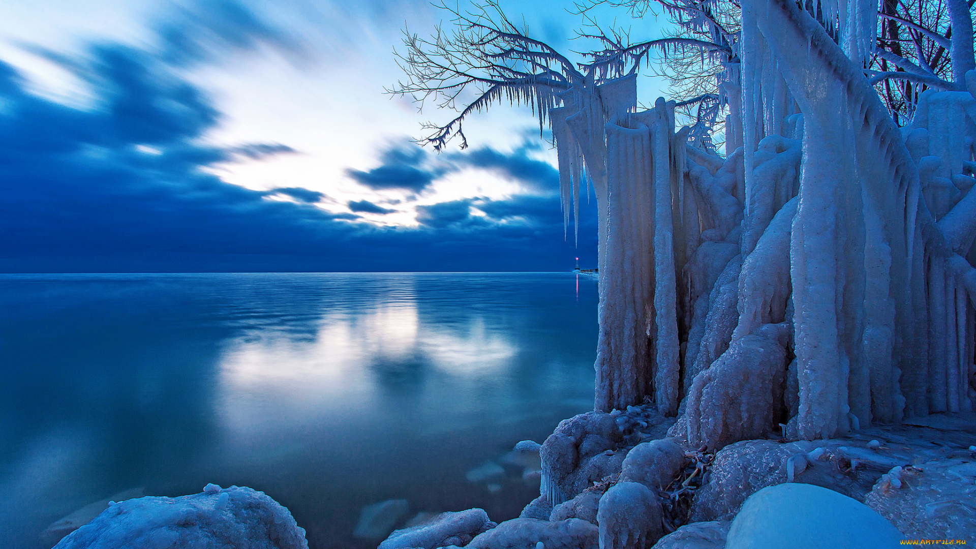 природа, зима, холод, красота, лед, озеро