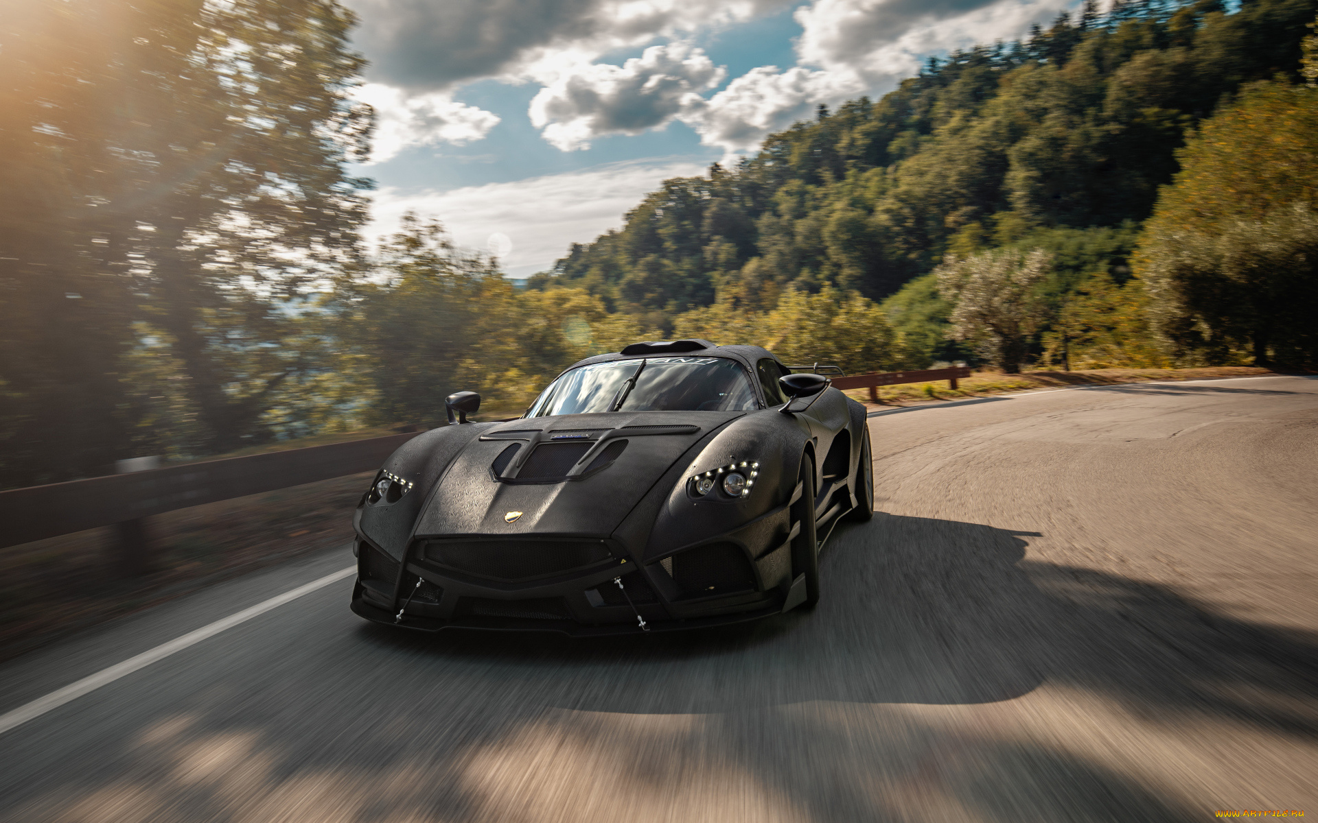 mazzanti, evantra, автомобили, mazzanti, черный, скорость, дорога, трасса