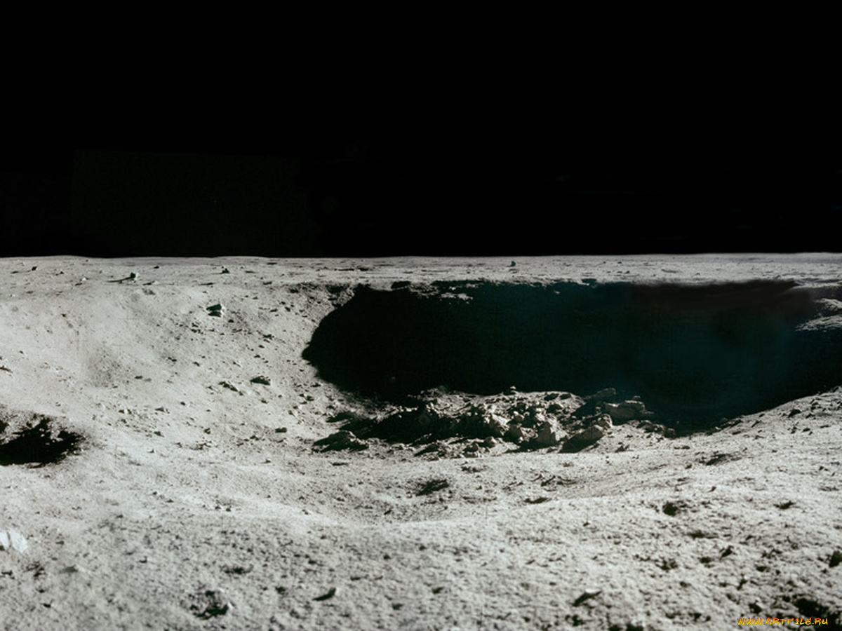 панорама, восточного, кратера, космос, луна