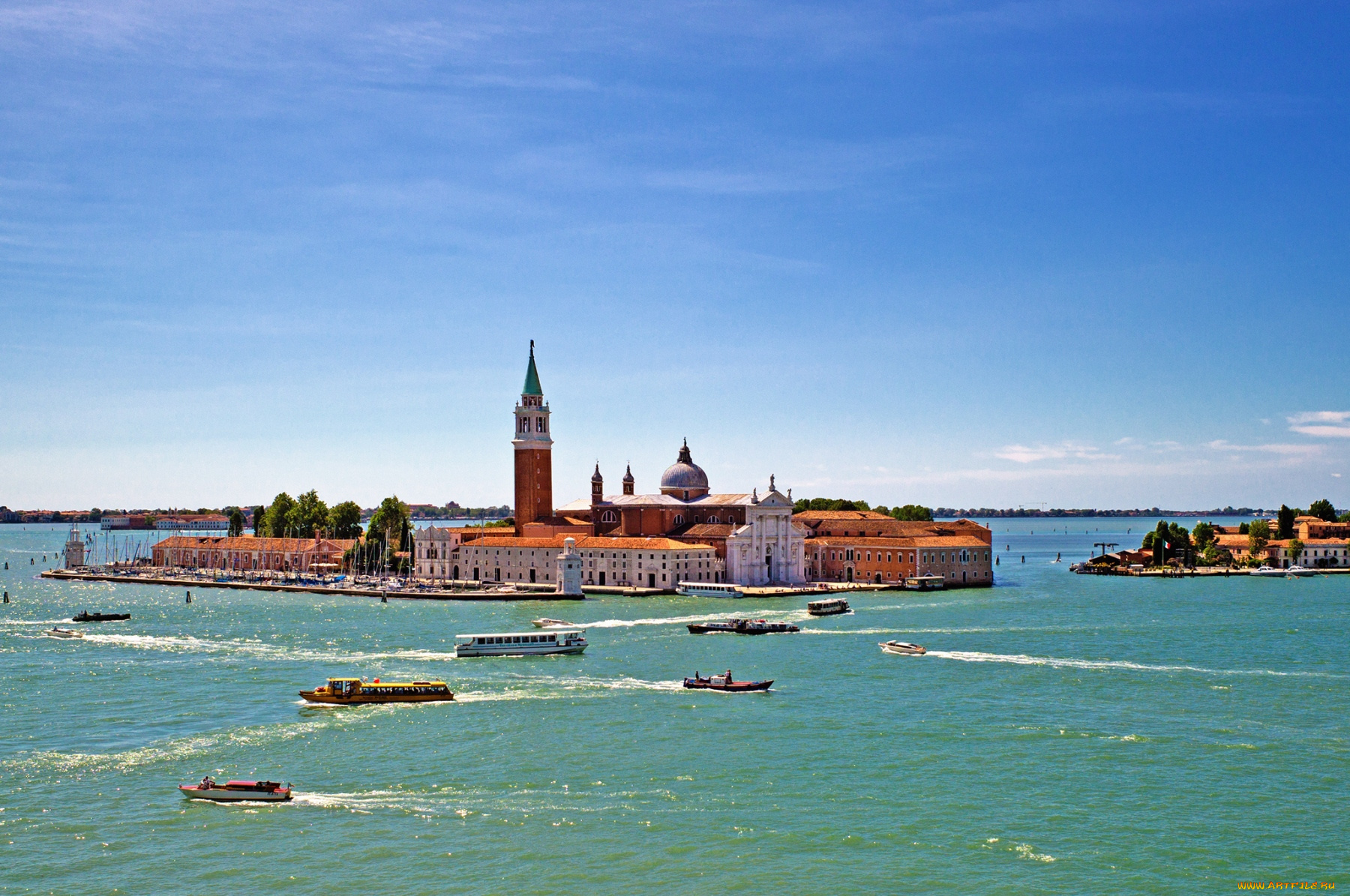 города, венеция, италия, море, остров, башня, катера