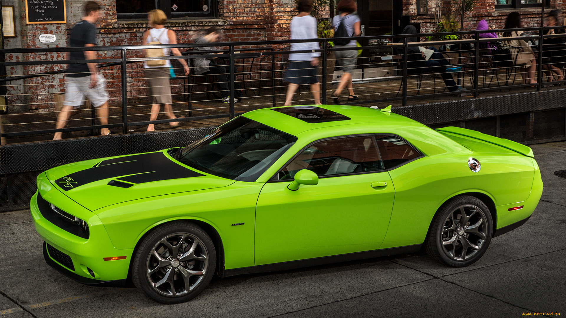 автомобили, dodge, 2015г, зелений, lc, r-t, challenger