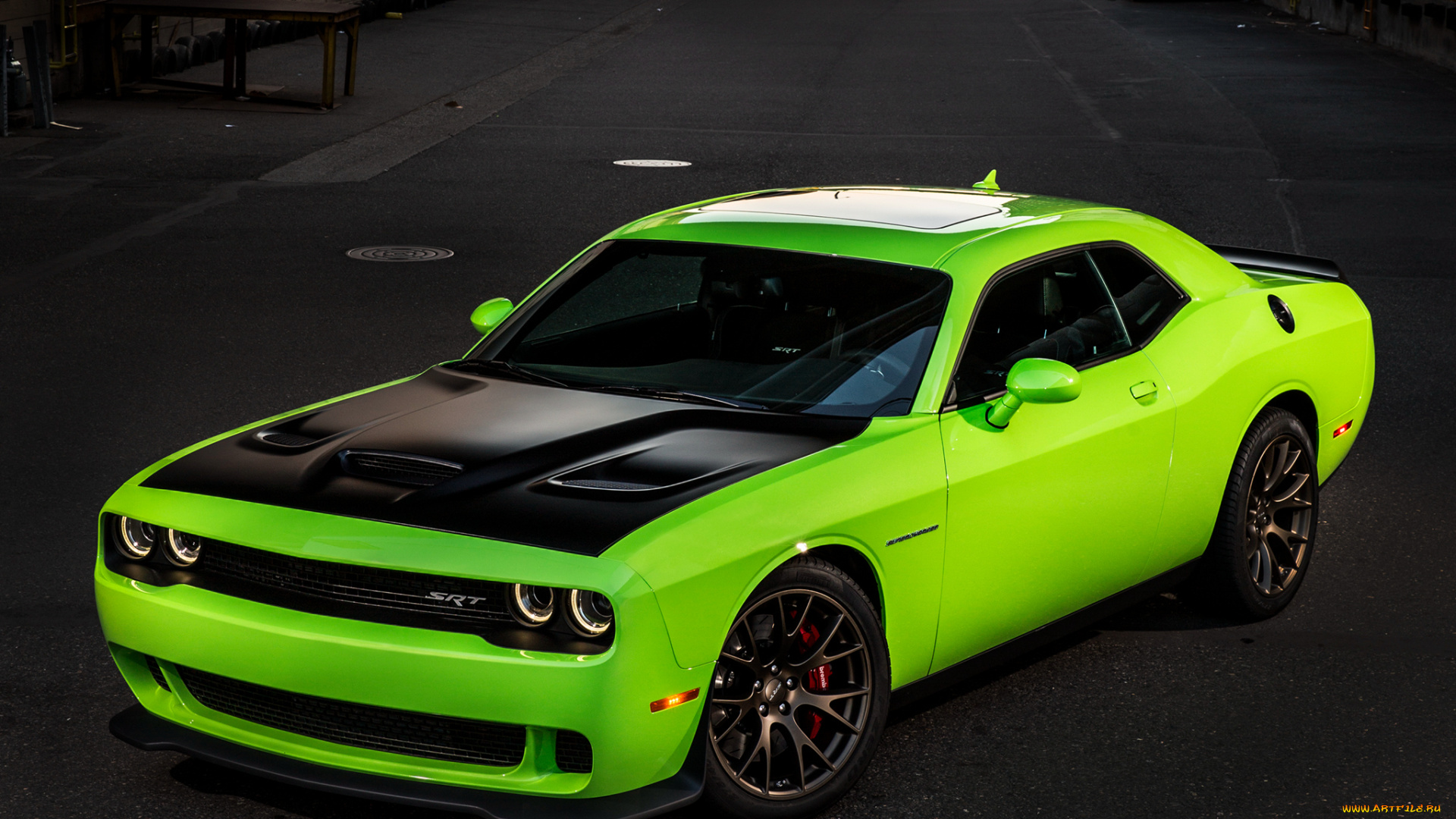 автомобили, dodge, challenger, 2015г, lc, hellcat, srt, зеленый