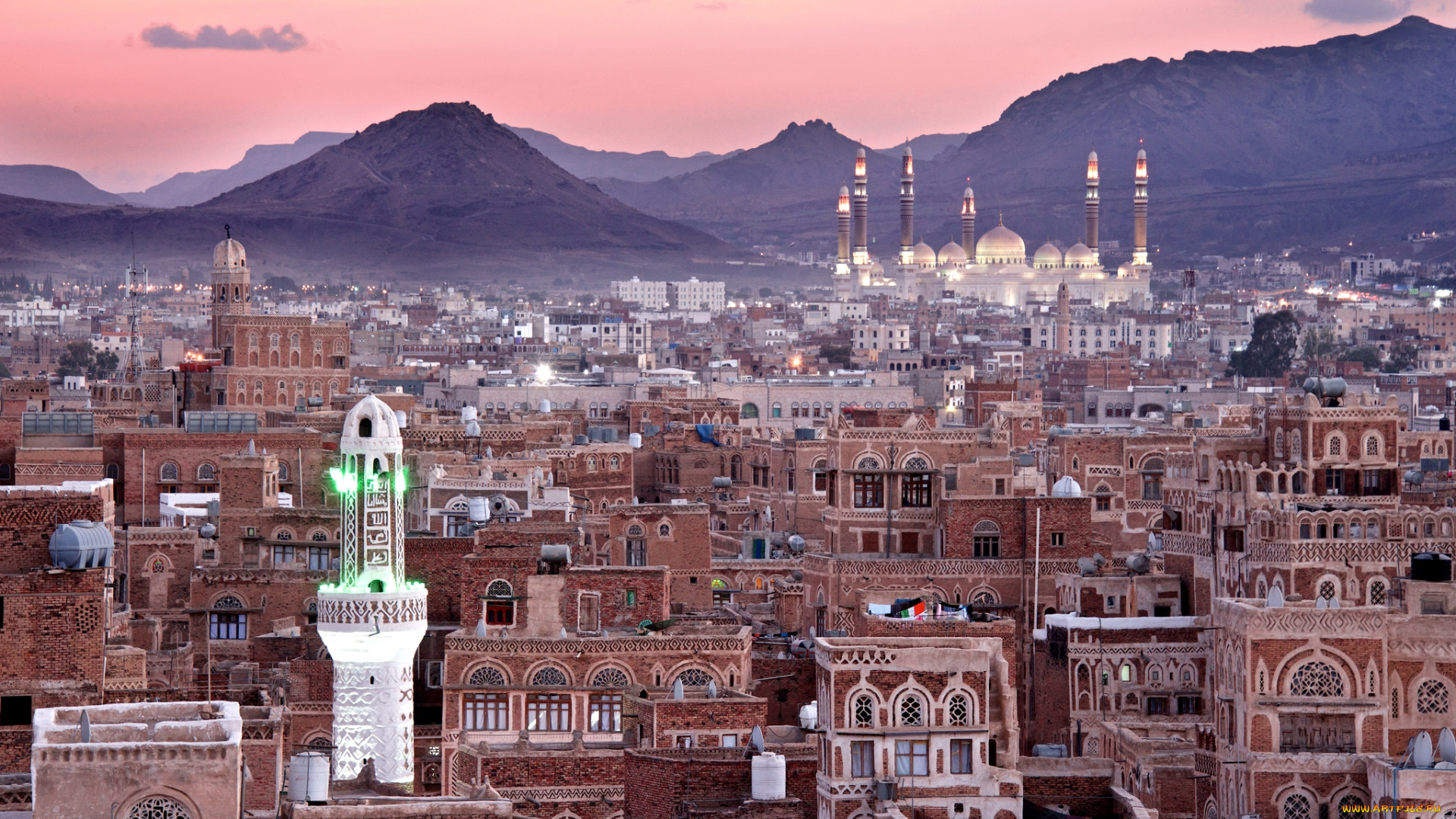сана, , йемен, города, -, столицы, государств, панорама, мечеть