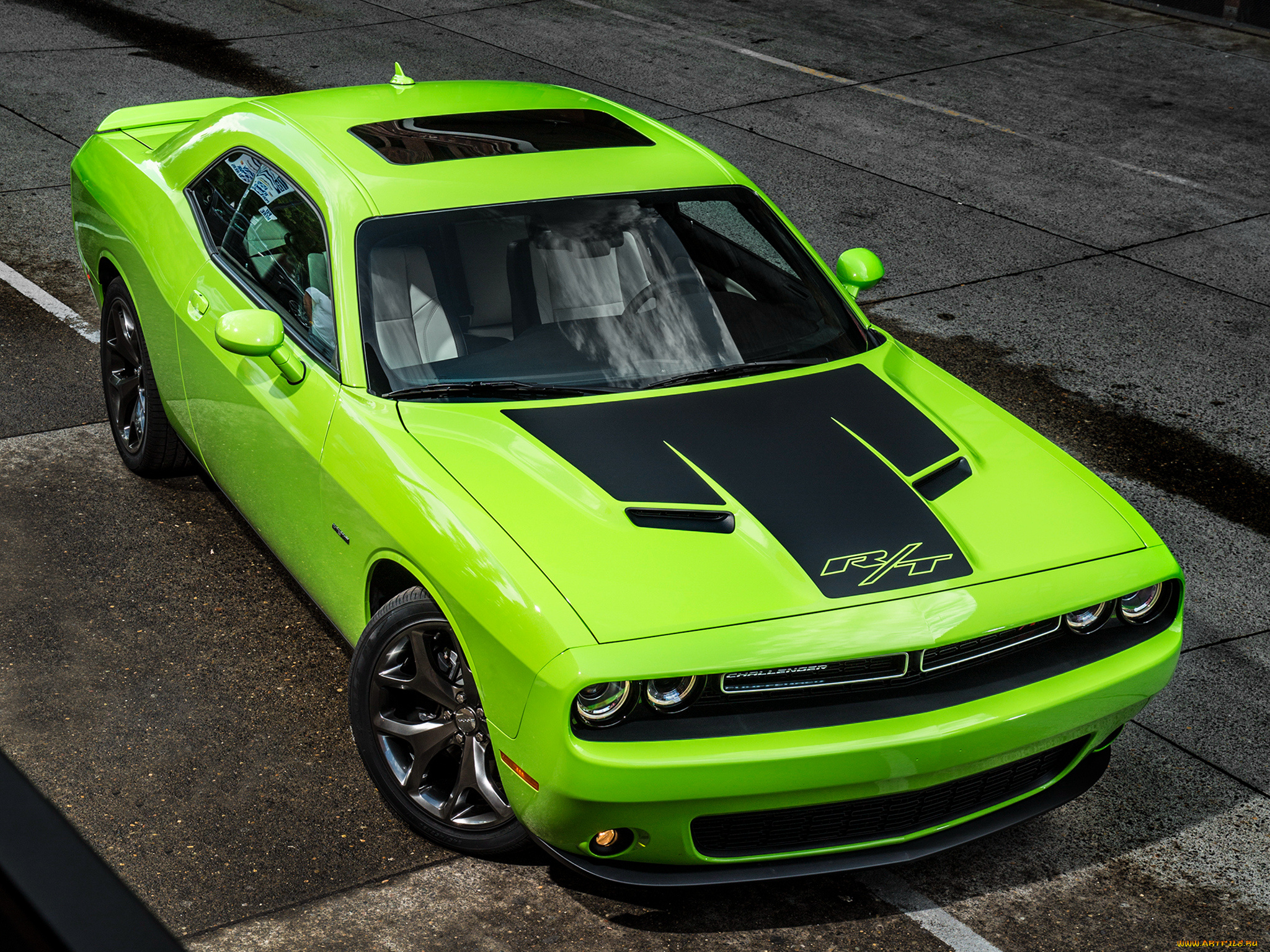 автомобили, dodge, challenger, 2015г, зелений, lc, r-t