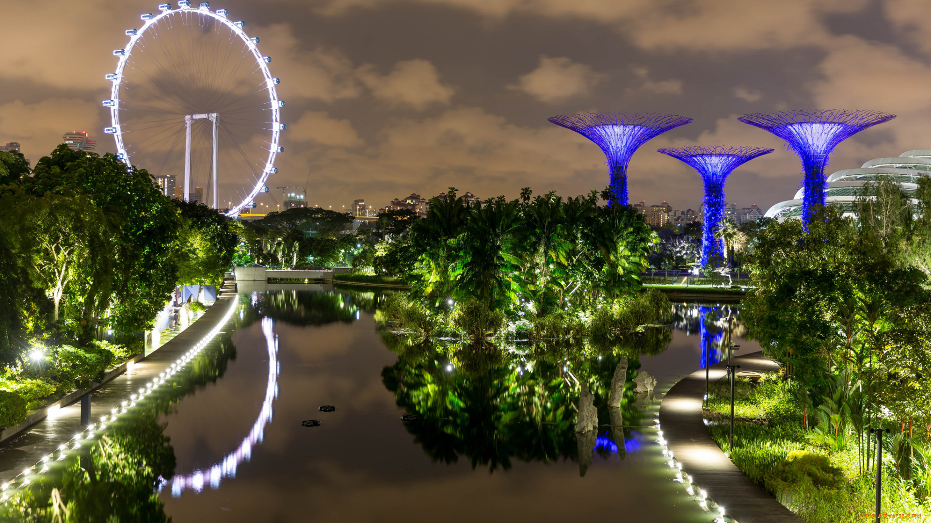 города, сингапур, , сингапур, ночные, огни, singapore, night, lights