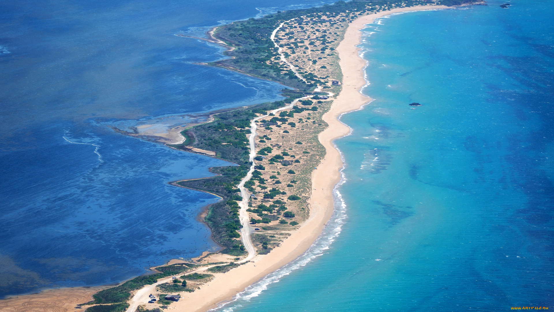 природа, моря, океаны, побережье, греция, corfu, вид, сверху, море