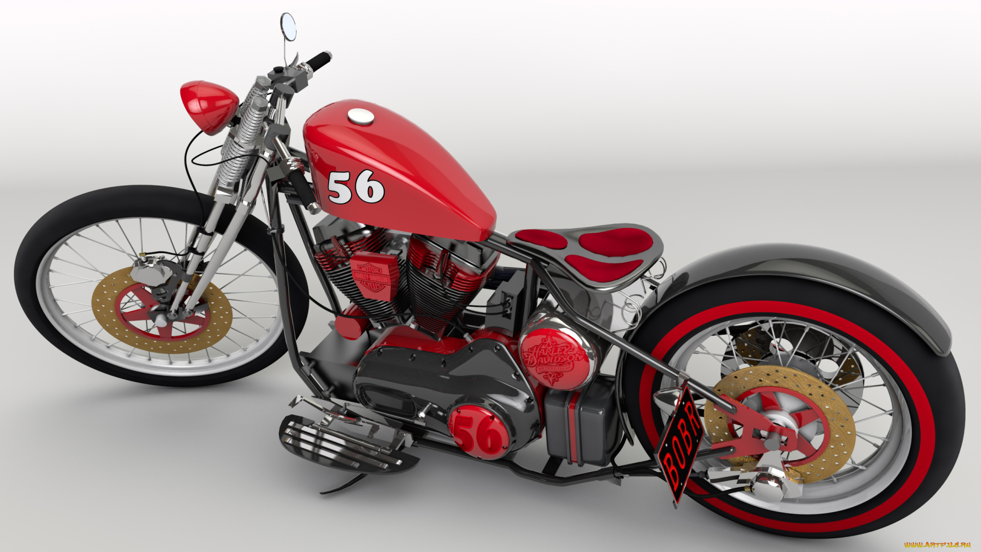 мотоциклы, 3d, bobber