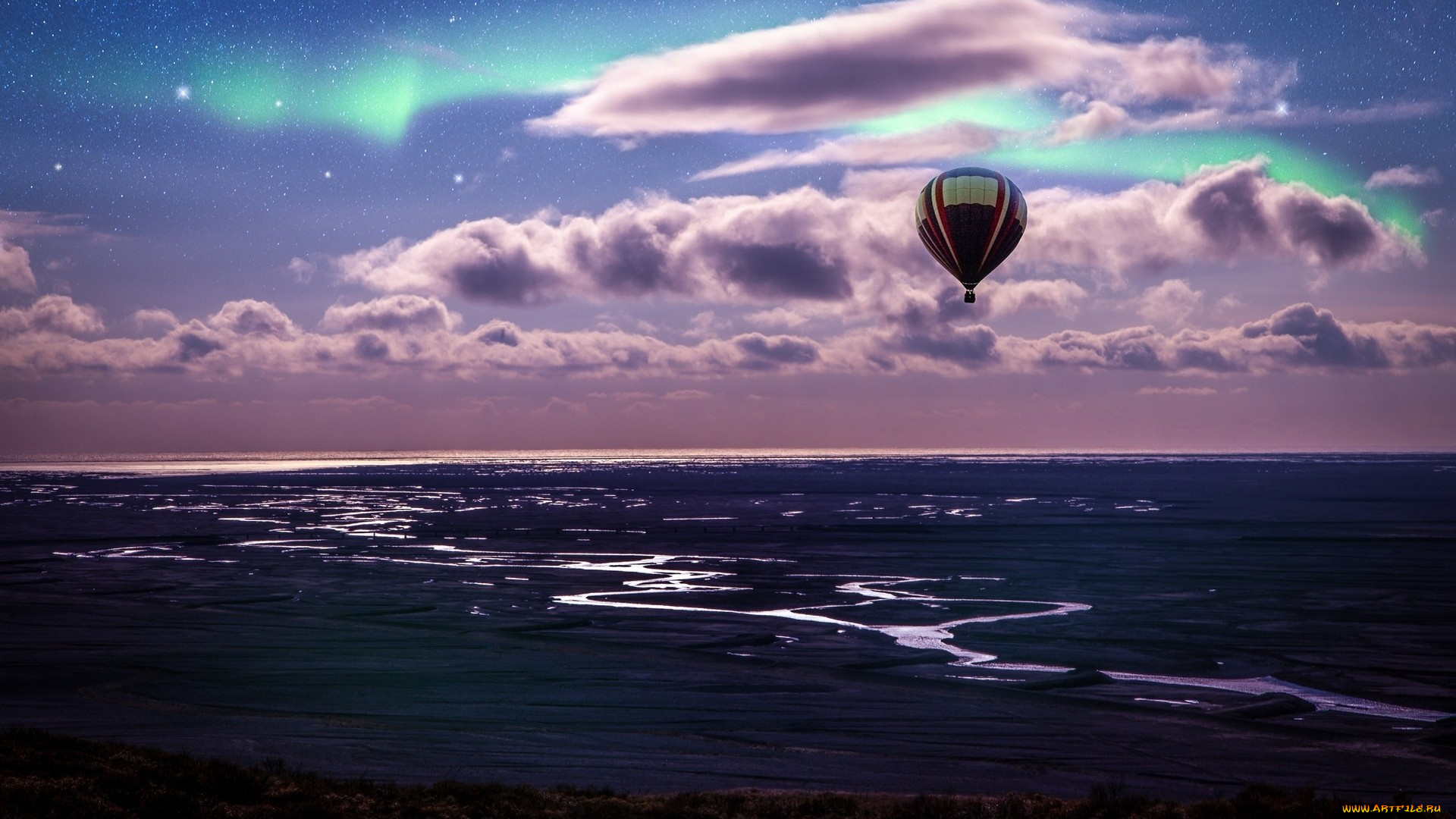 авиация, воздушные, шары, исландия, река, небо, iceland, river, sky
