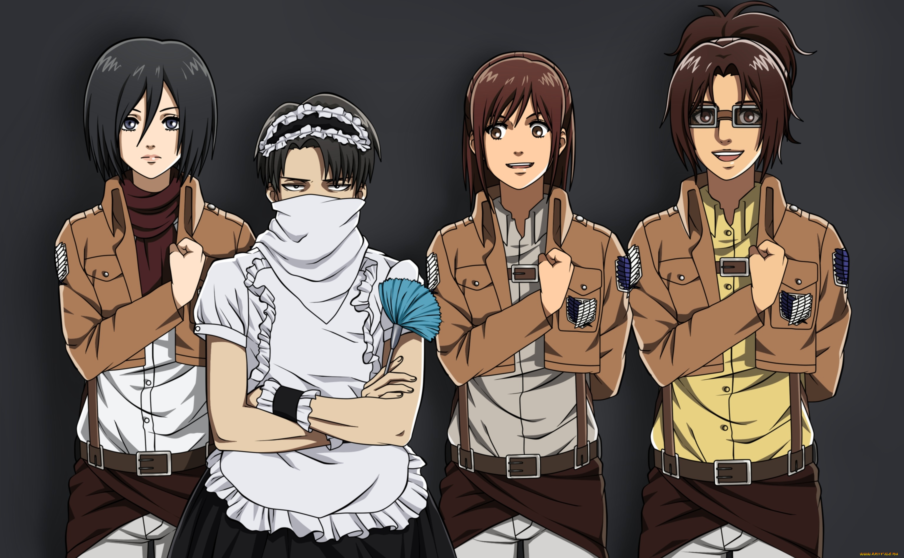 аниме, shingeki, no, kyojin, девушки, леви