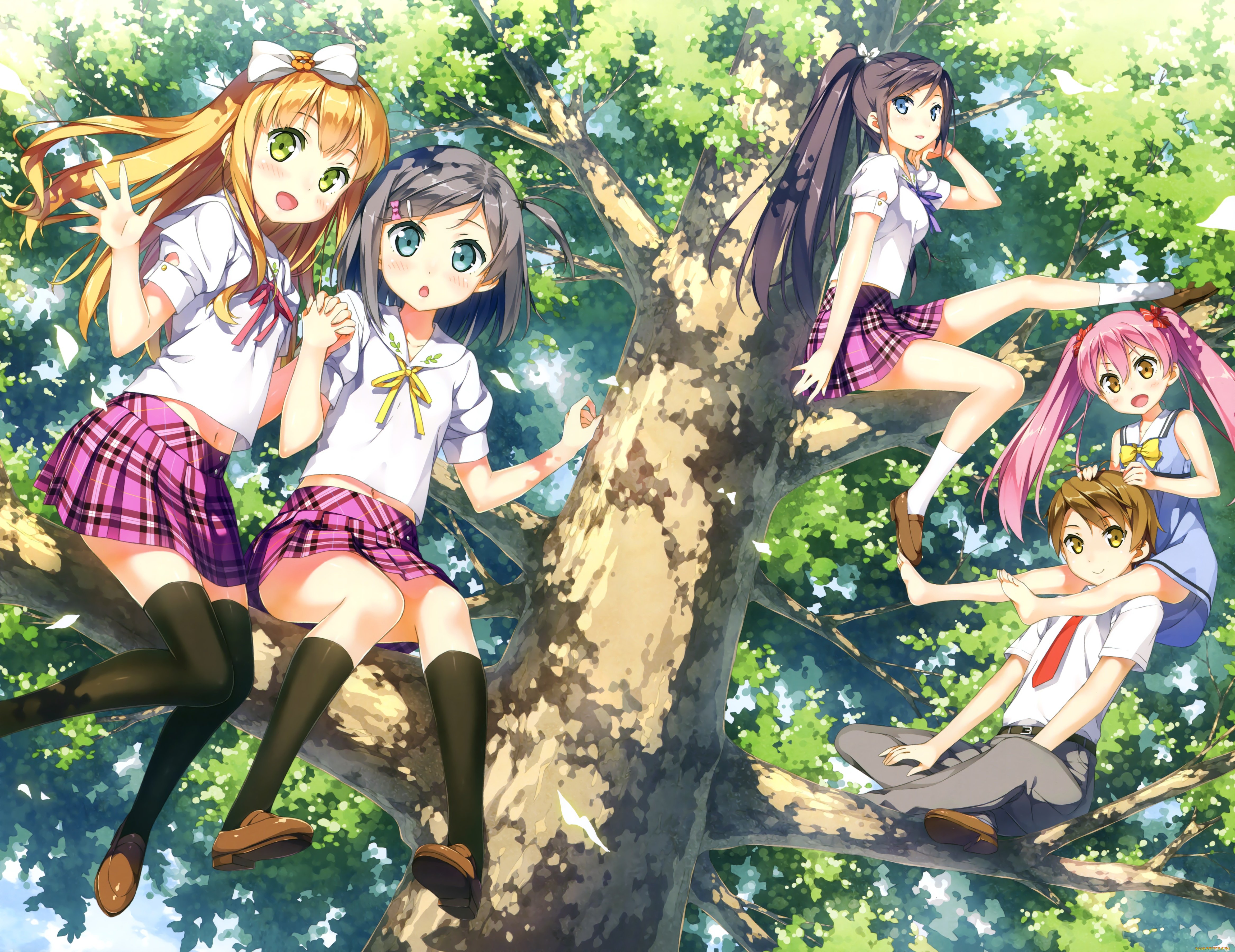 henneko, аниме, фон, взгляд, девушки