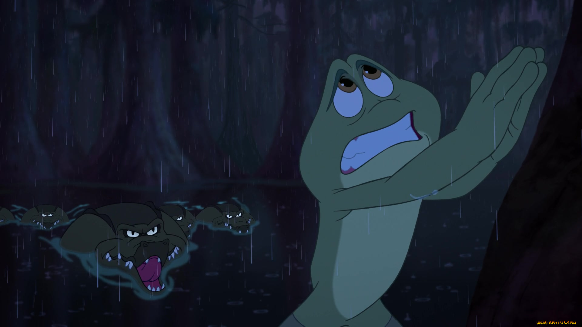 мультфильмы, the, princess, and, the, frog, лягушка, водоем, крокодил, дождь