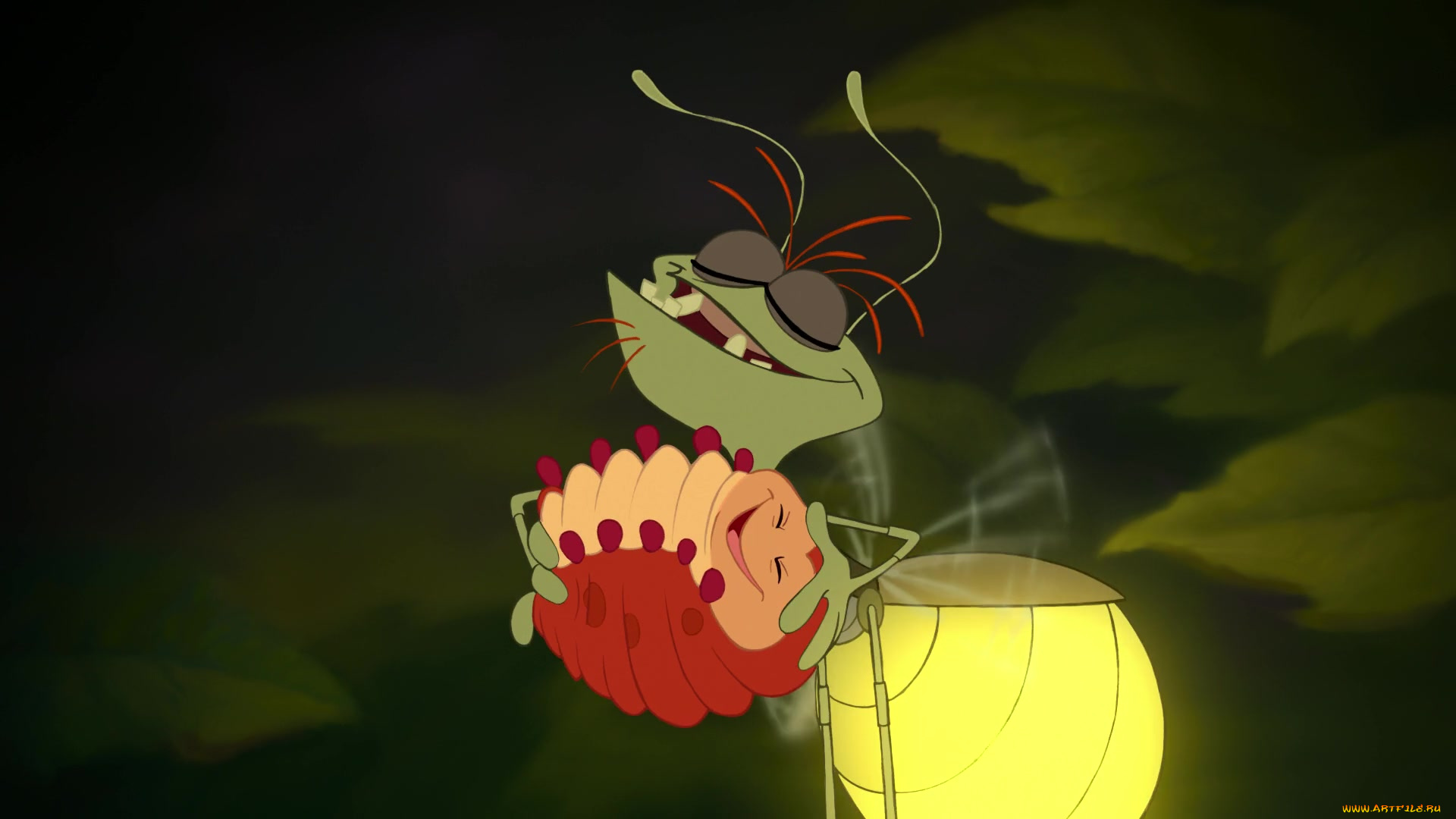 мультфильмы, the, princess, and, the, frog, светлячок, насекомое, листья