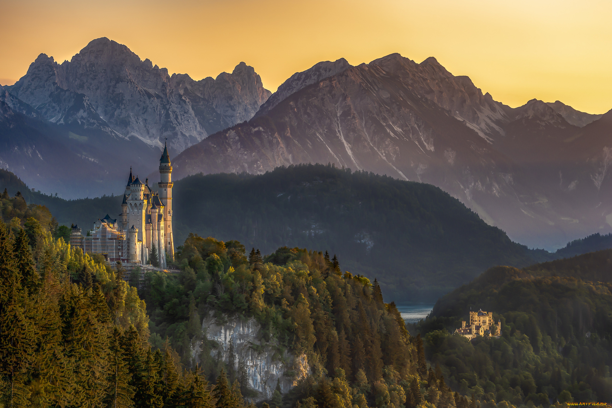 castles, neuschwanstein, города, замок, нойшванштайн, , германия, простор