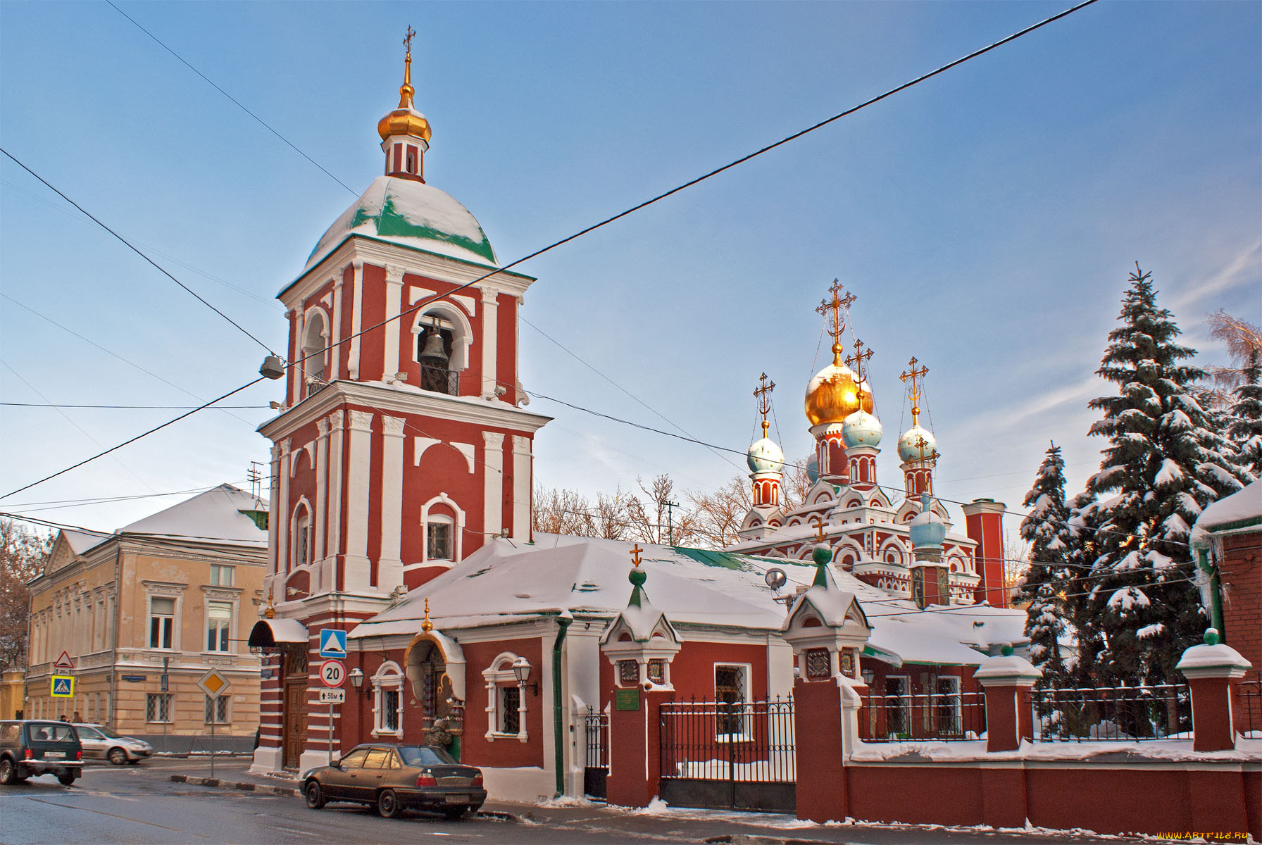 храм, успения, богородицы, гончарах, города, православные, церкви, монастыри, небо, снег, ель