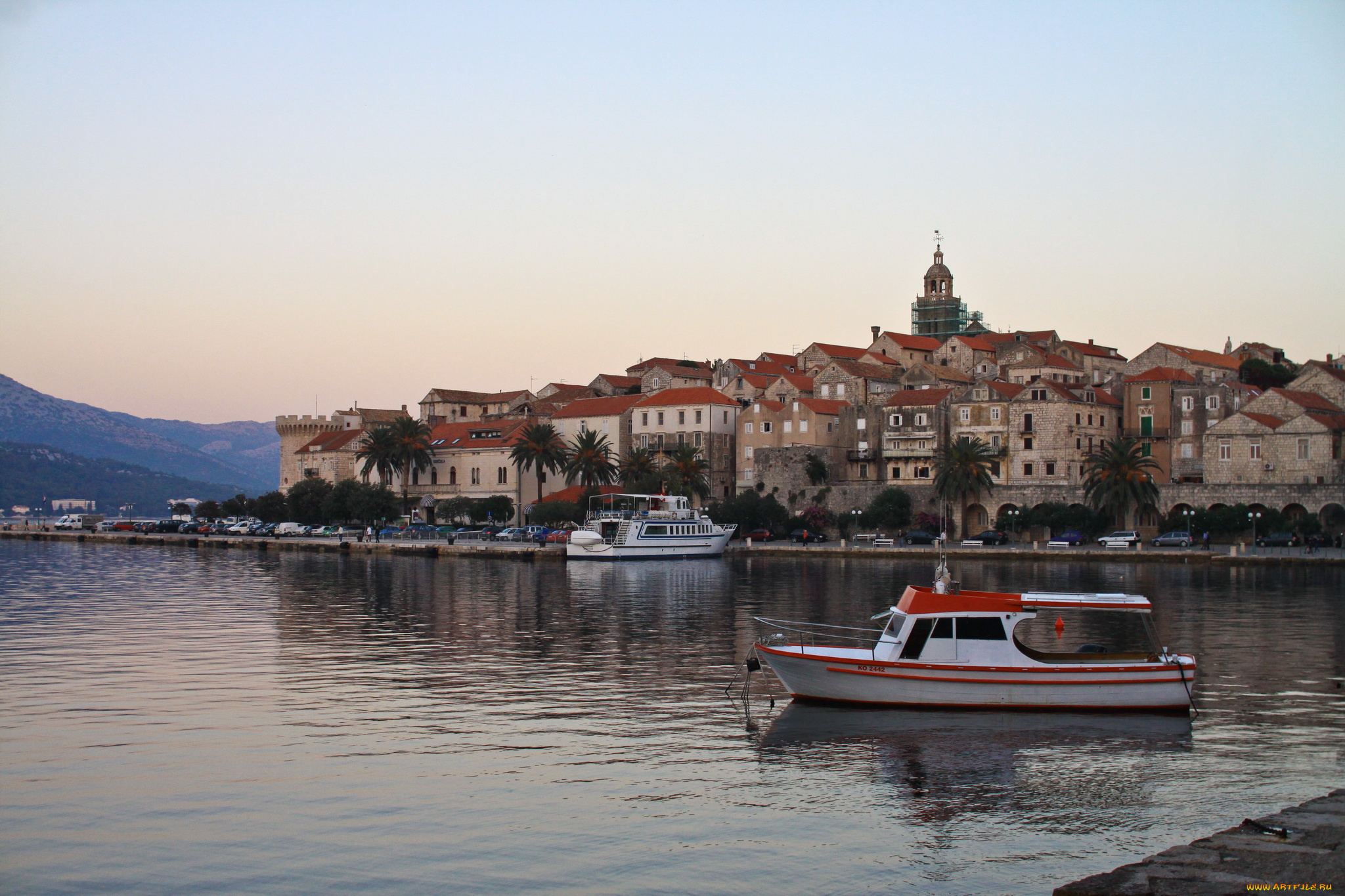 korcula, croatia, города, улицы, площади, набережные, дома, катера, море, берег