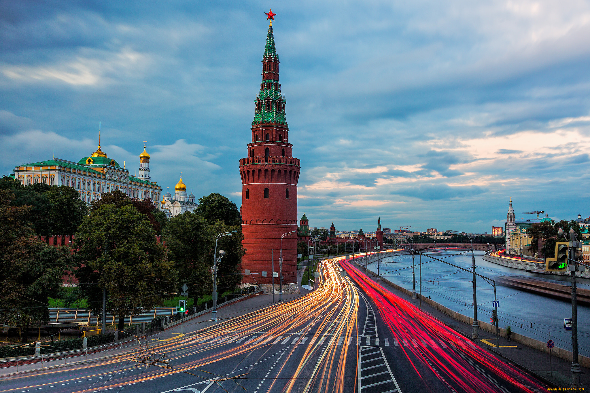 kremlin, traffic, города, москва, , россия, набережная
