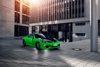 Картинка автомобили porsche uk-spec coupe carrera 4s 911 зеленый 2013г 991