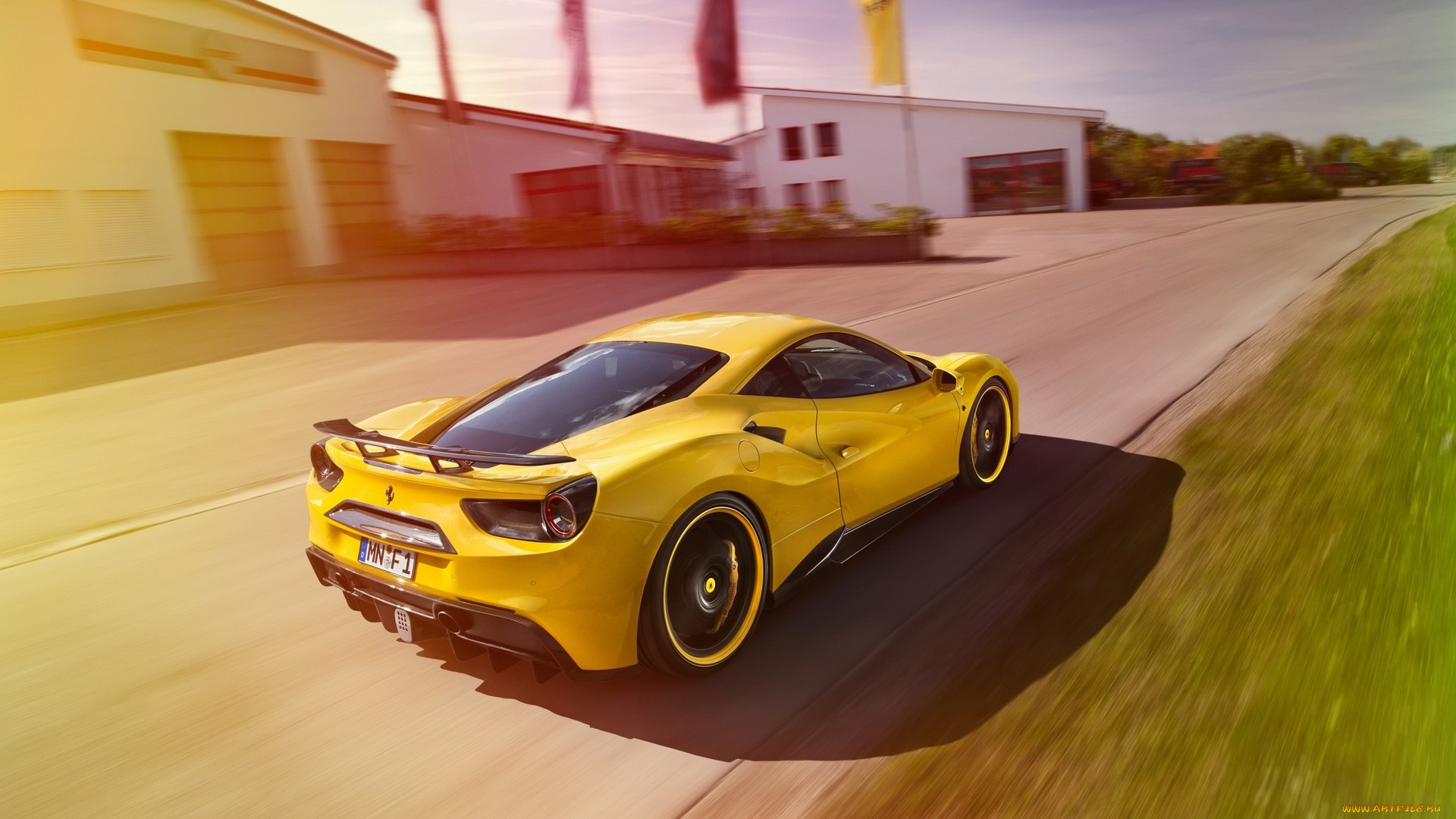 автомобили, ferrari, spider, 488, шоссе, дорога, скорость, желтый, феррари