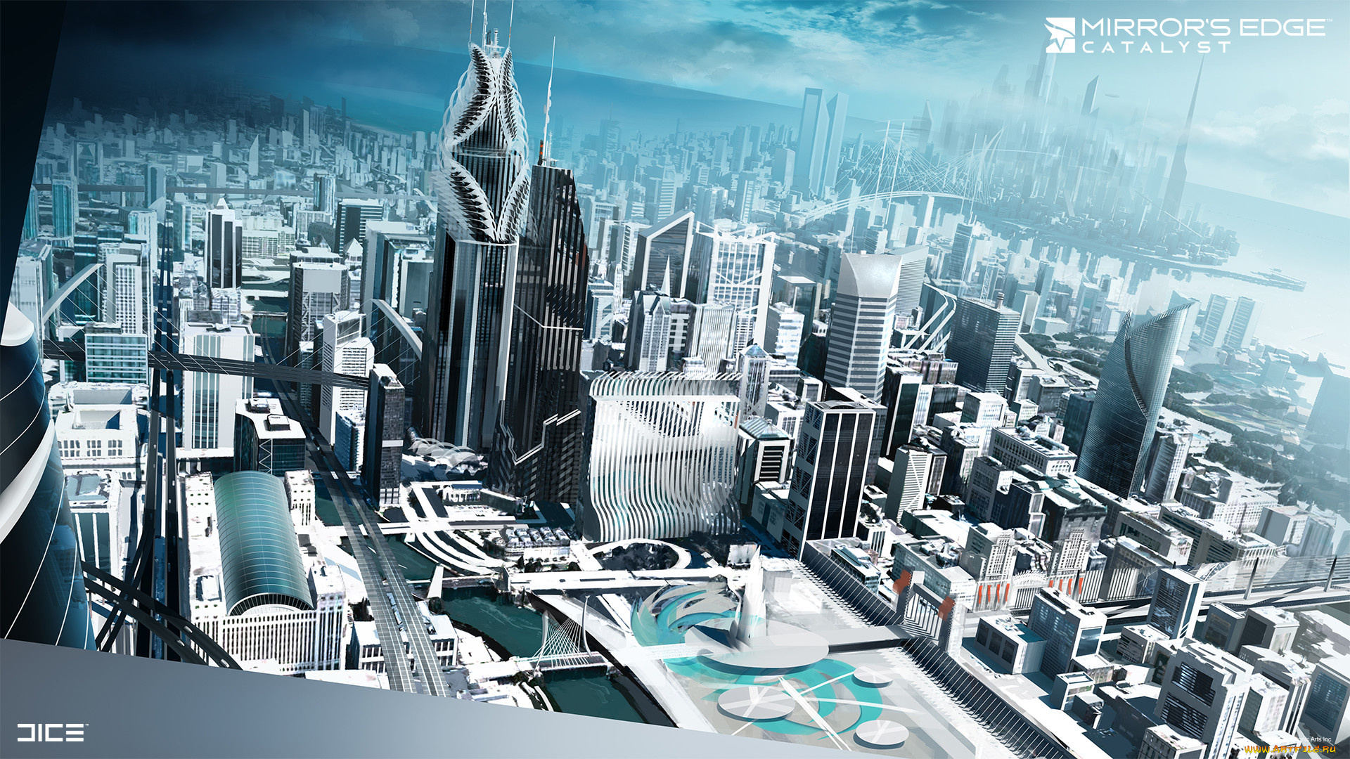 Cities of glass. Город из миррорс Эдж. Mirrors Edge Catalyst город. Mirrors Edge Catalyst город арт. Mirrors Edge Catalyst город зеркал.