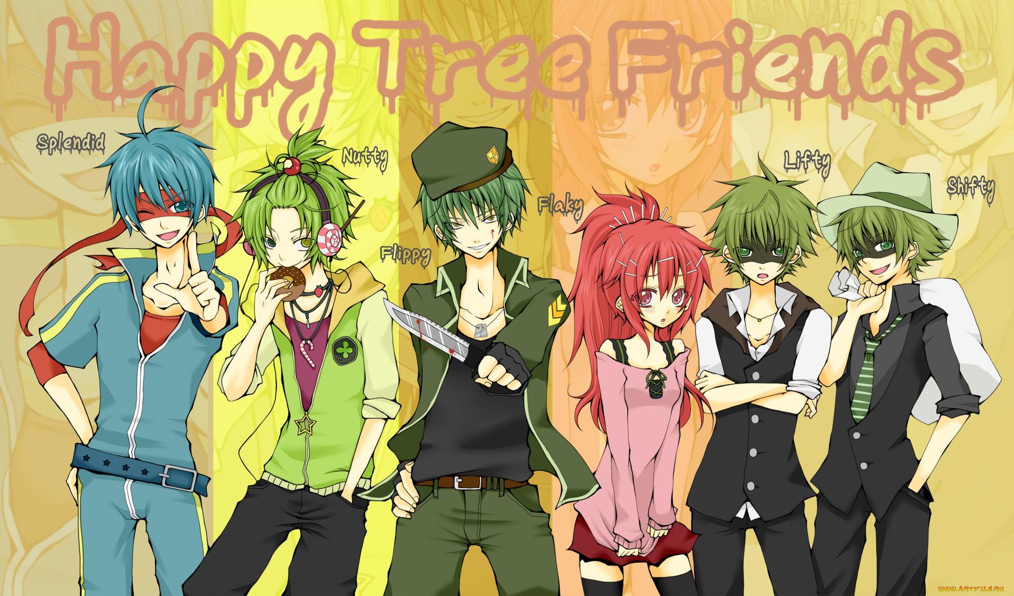аниме, happy, tree, friends, счастливые, лесные, друзья